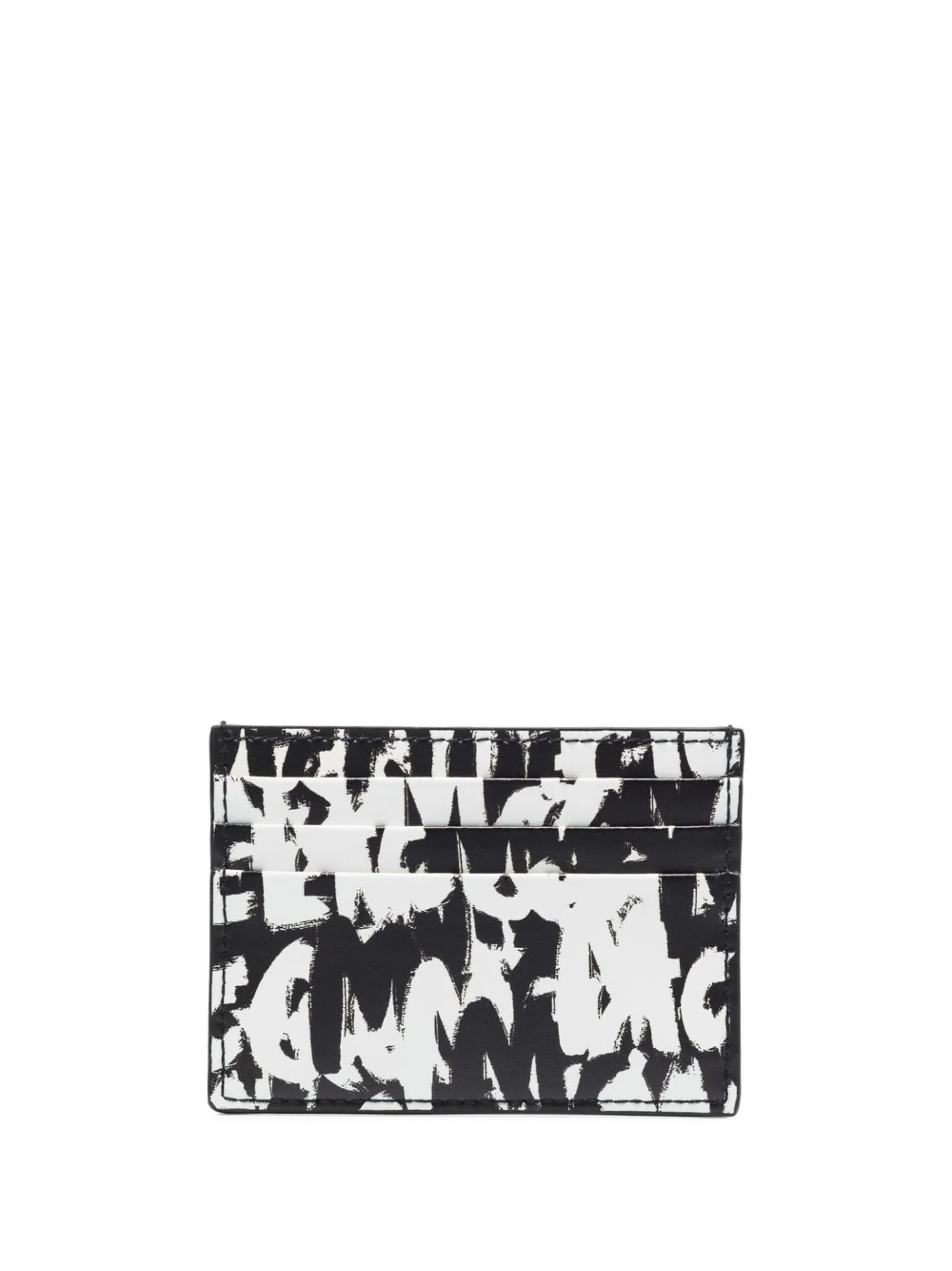 Graffiti logo-print leather cardholder