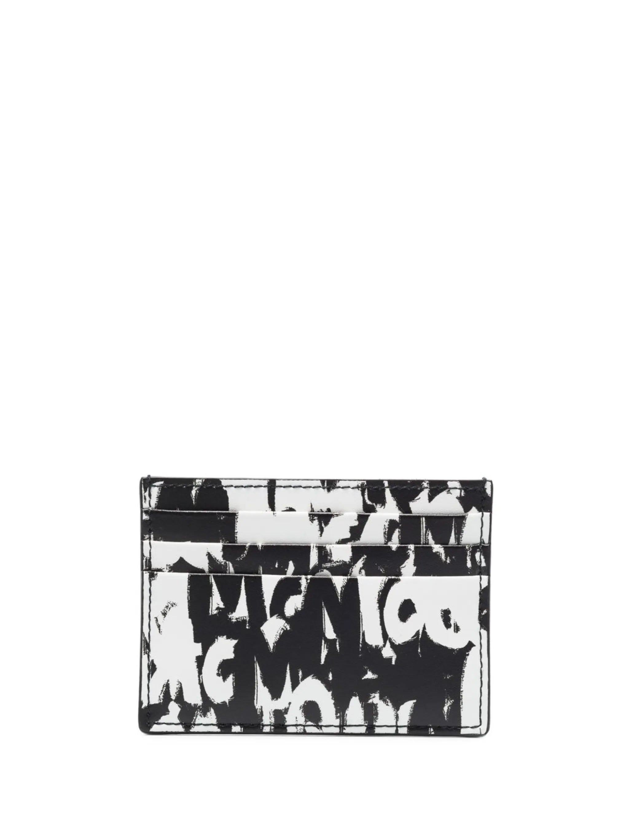 Graffiti logo-print leather cardholder