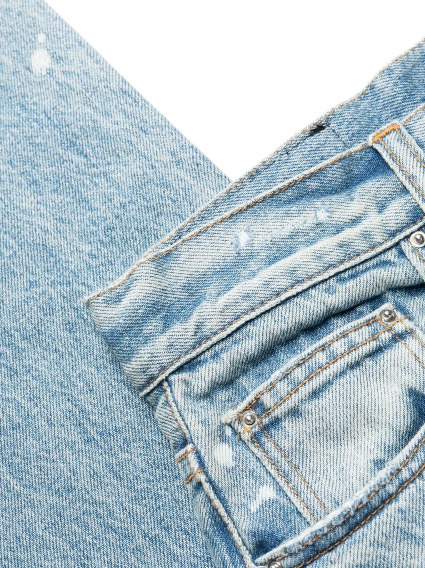paint-splatter ripped-detail straight jeans