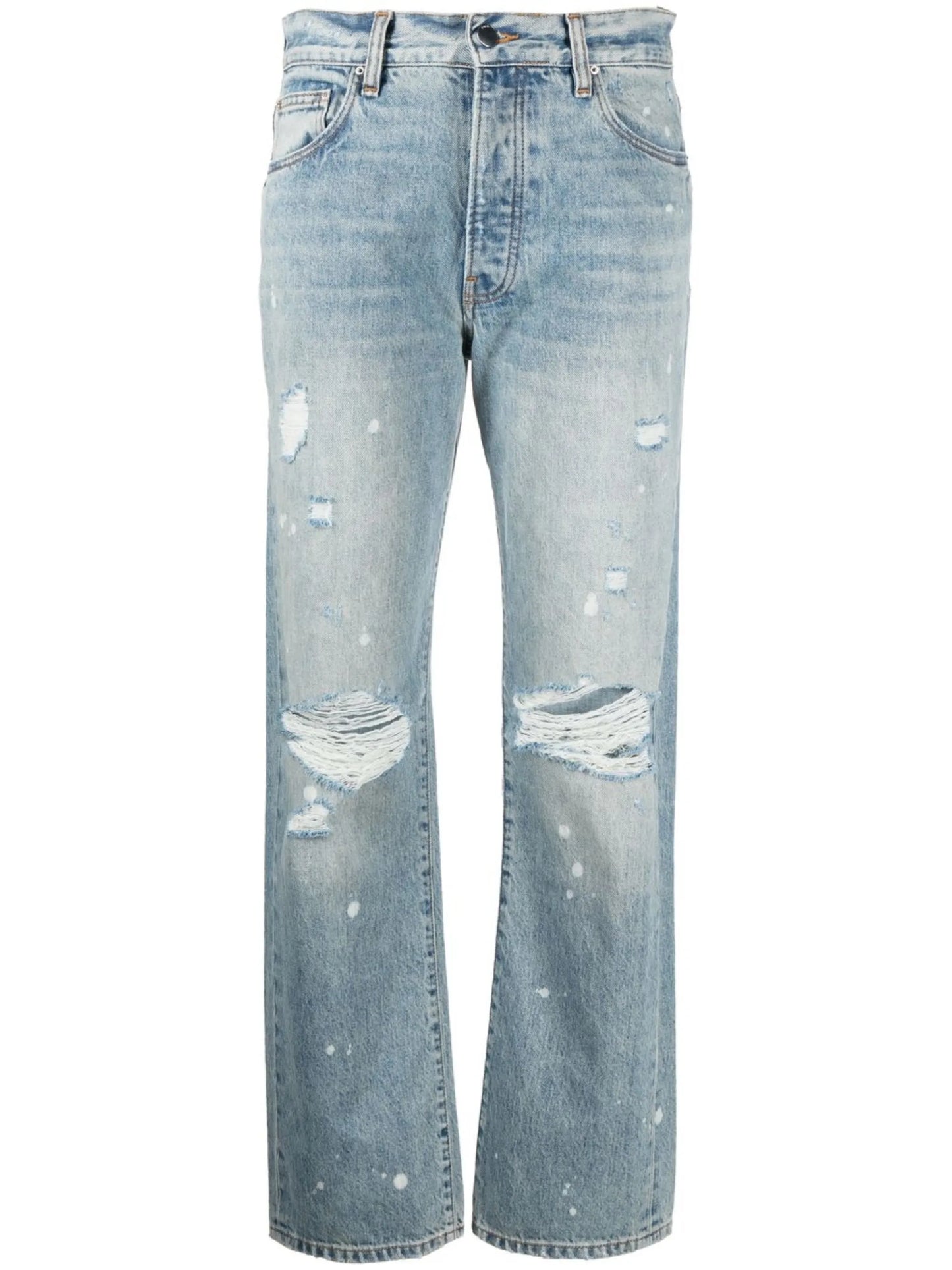 paint-splatter ripped-detail straight jeans