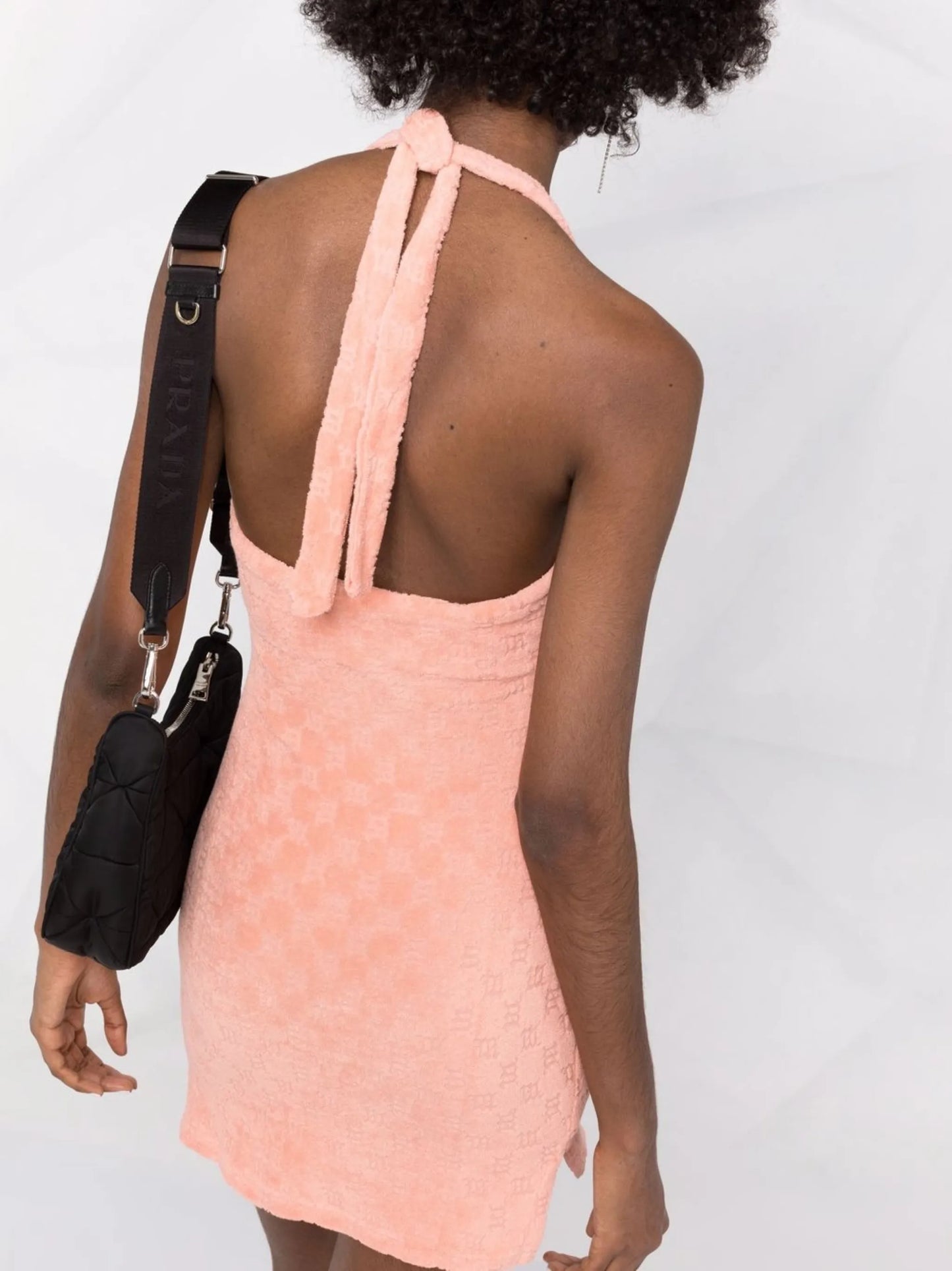 monogram-pattern towel dress