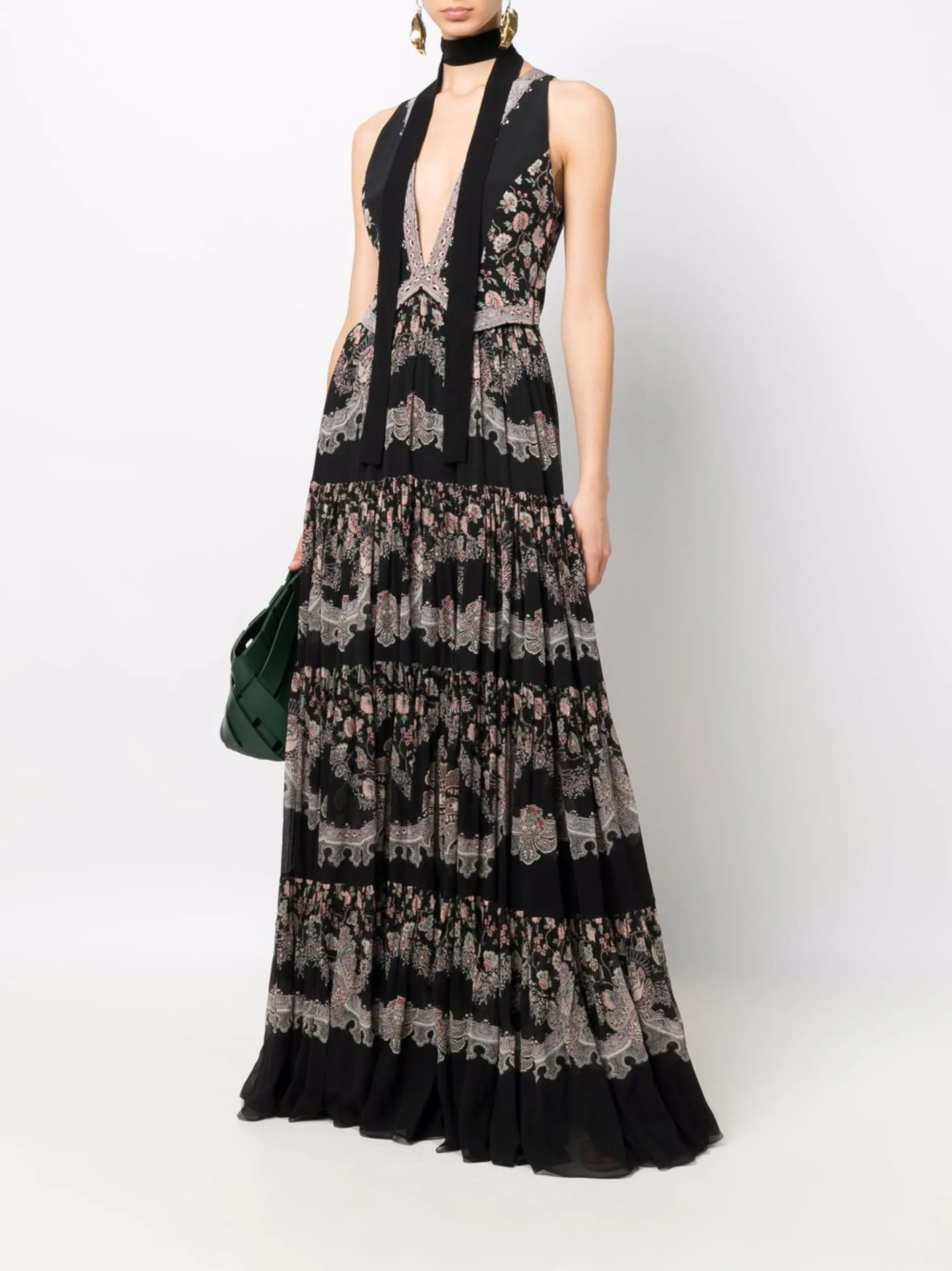 floral-print V-neck dress