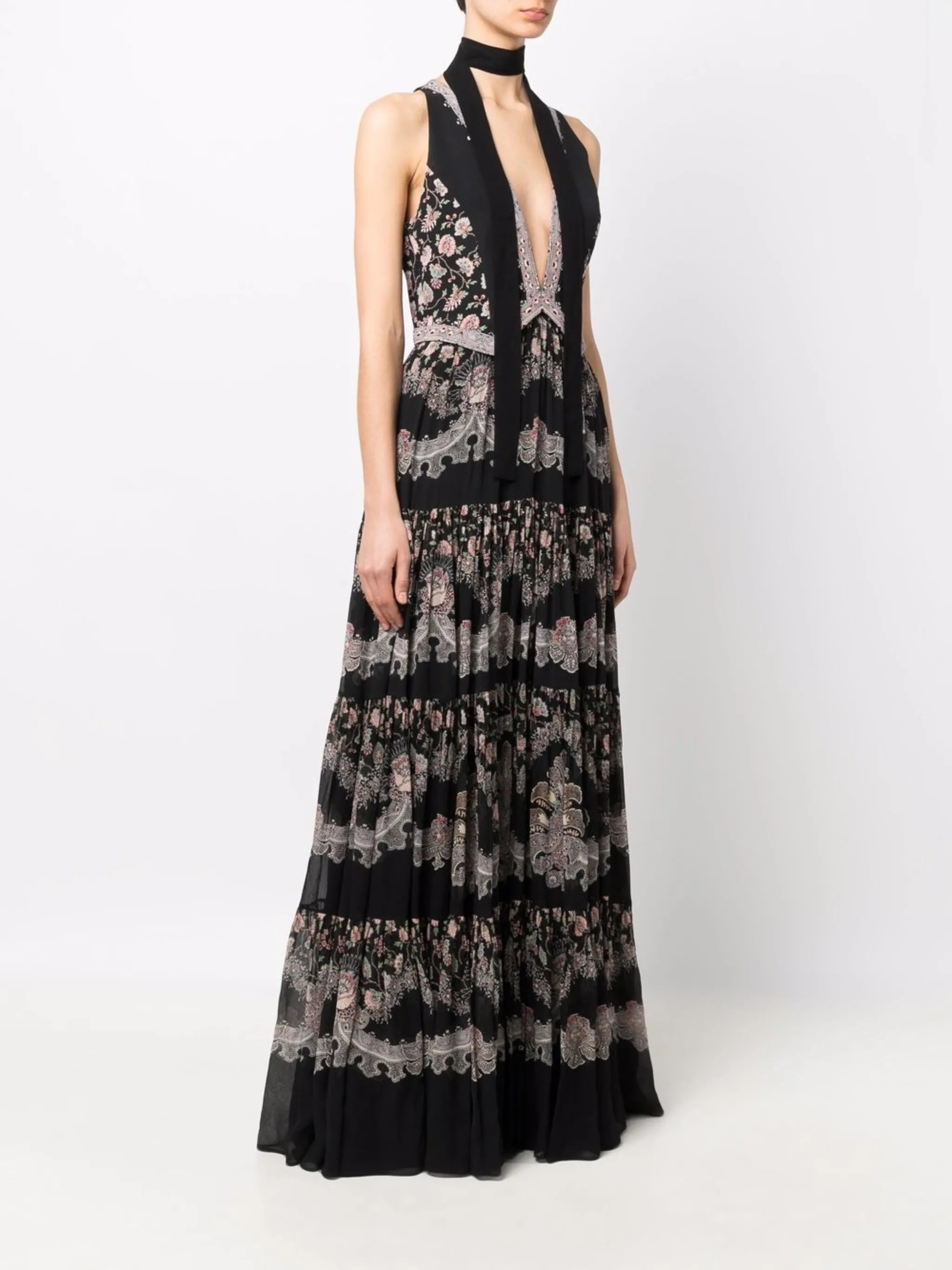 floral-print V-neck dress