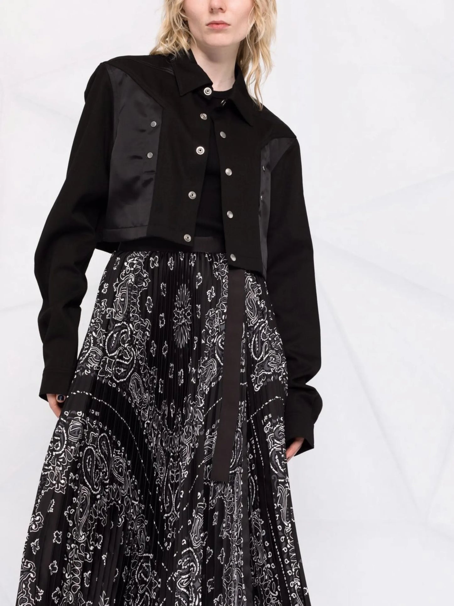 bandana-print pleated midi skirt