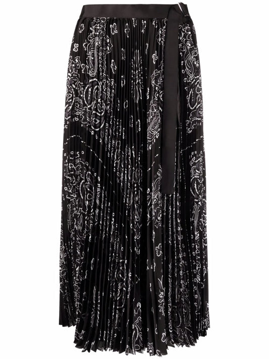 bandana-print pleated midi skirt