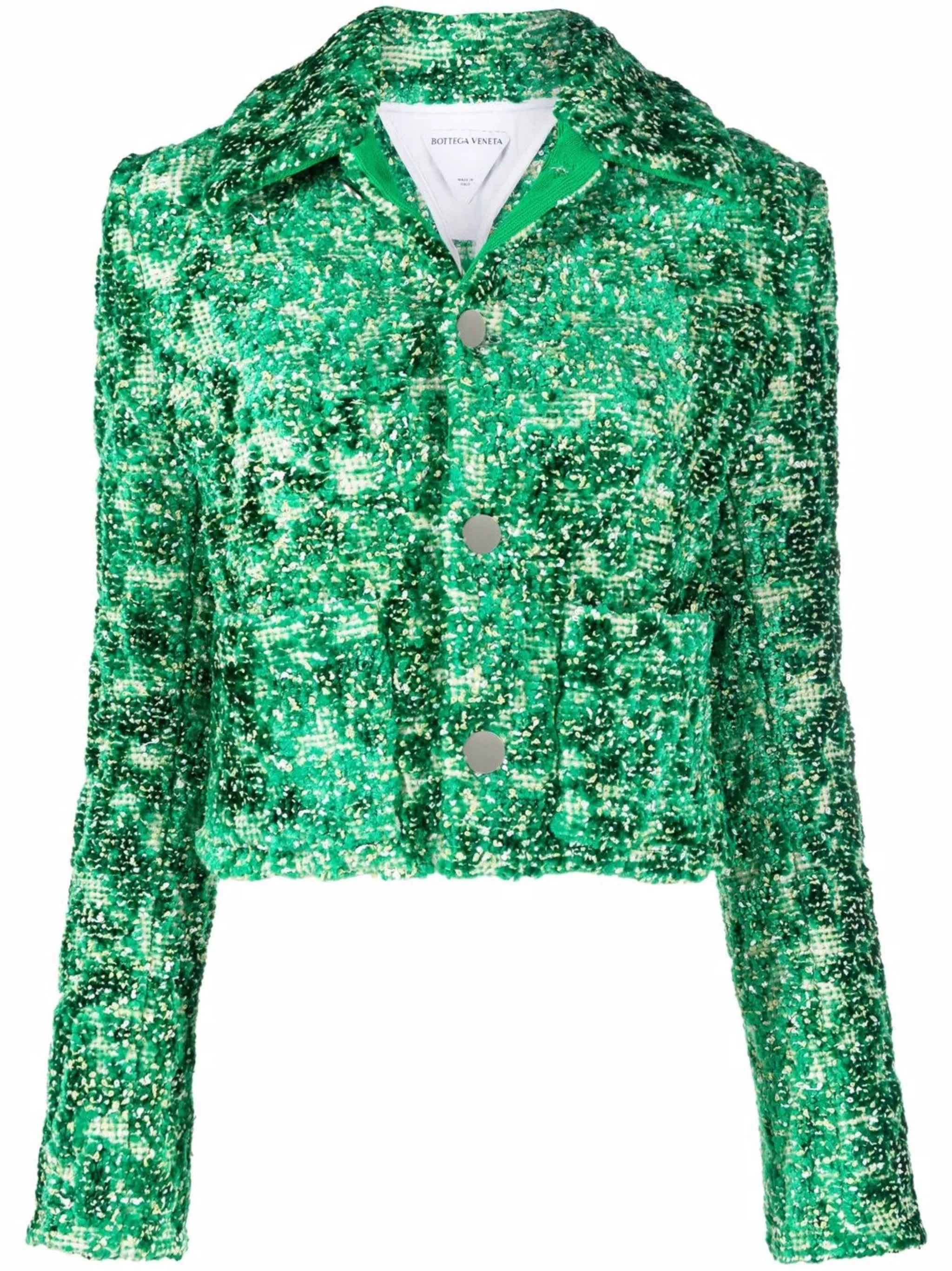 Chenille-bouclé button-fastening jacket