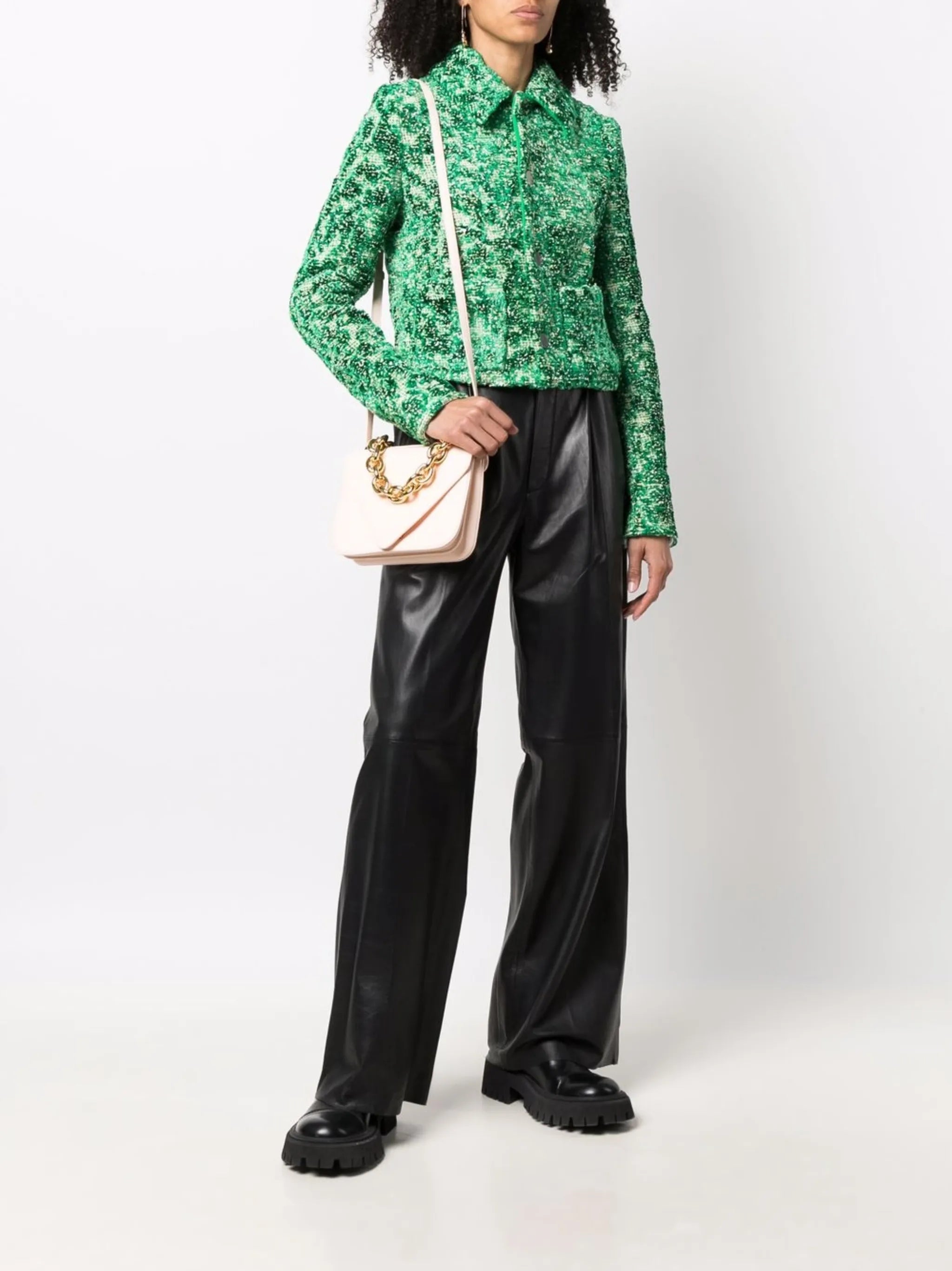 Chenille-bouclé button-fastening jacket
