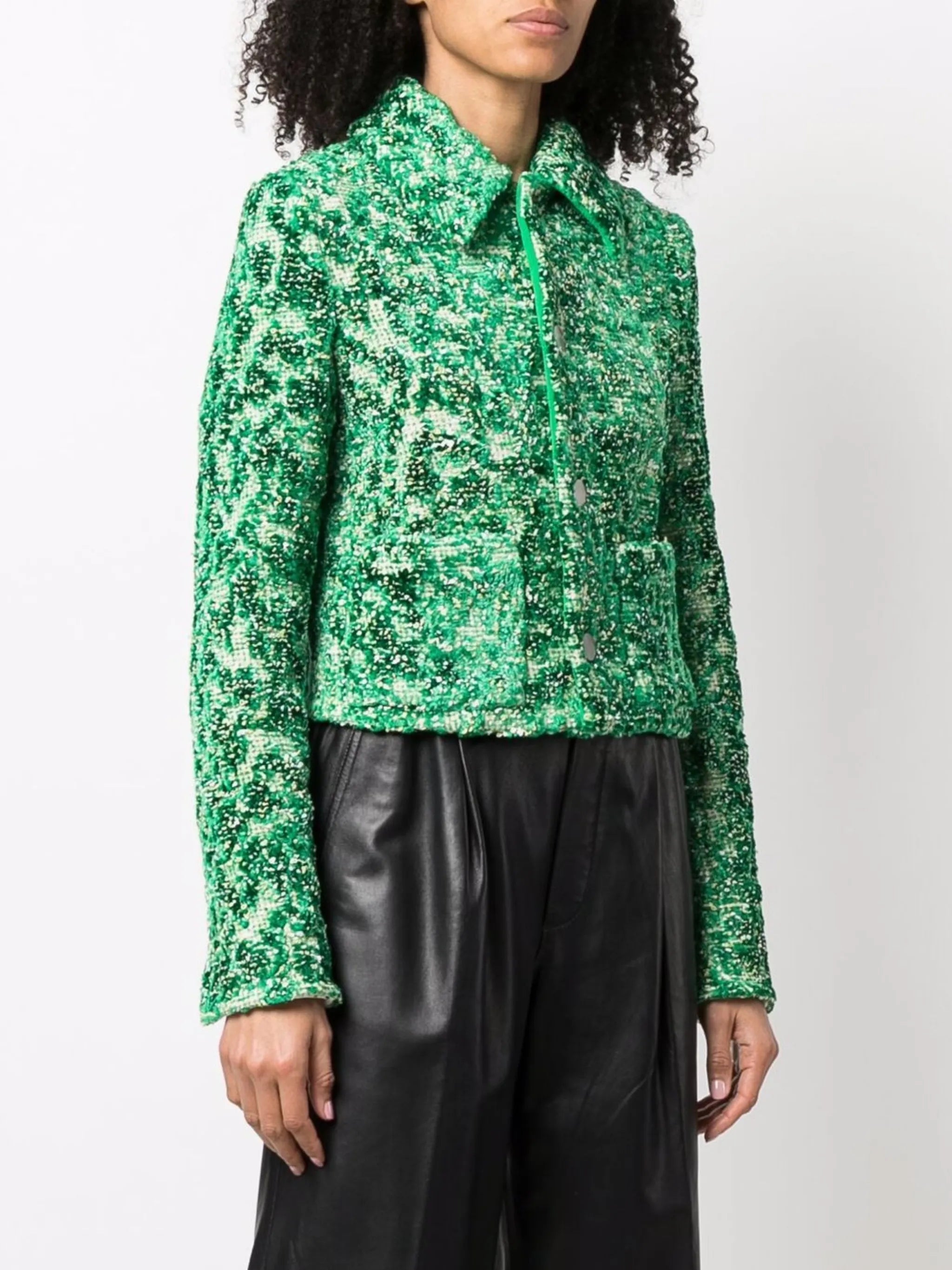 Chenille-bouclé button-fastening jacket