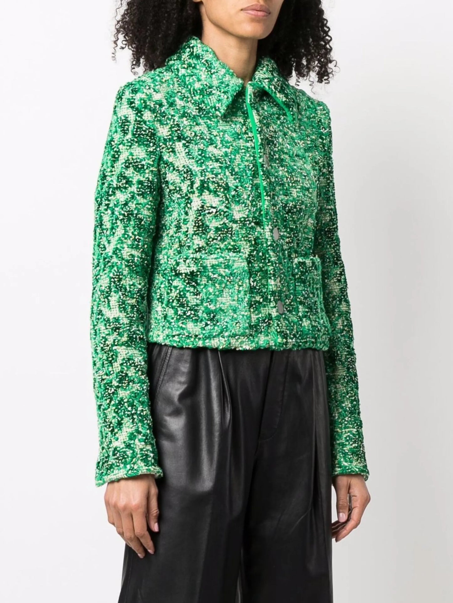 Chenille-bouclé button-fastening jacket