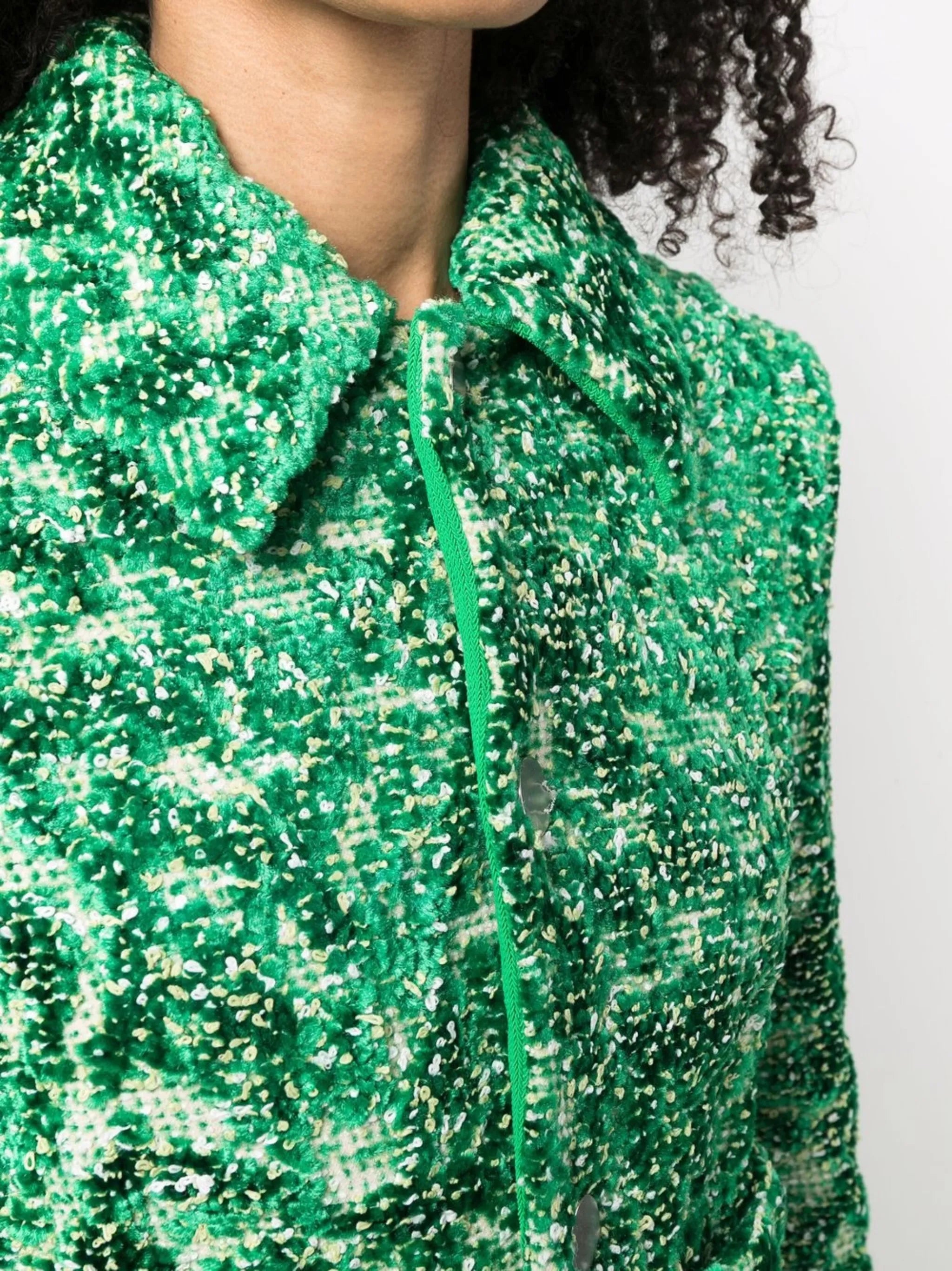 Chenille-bouclé button-fastening jacket