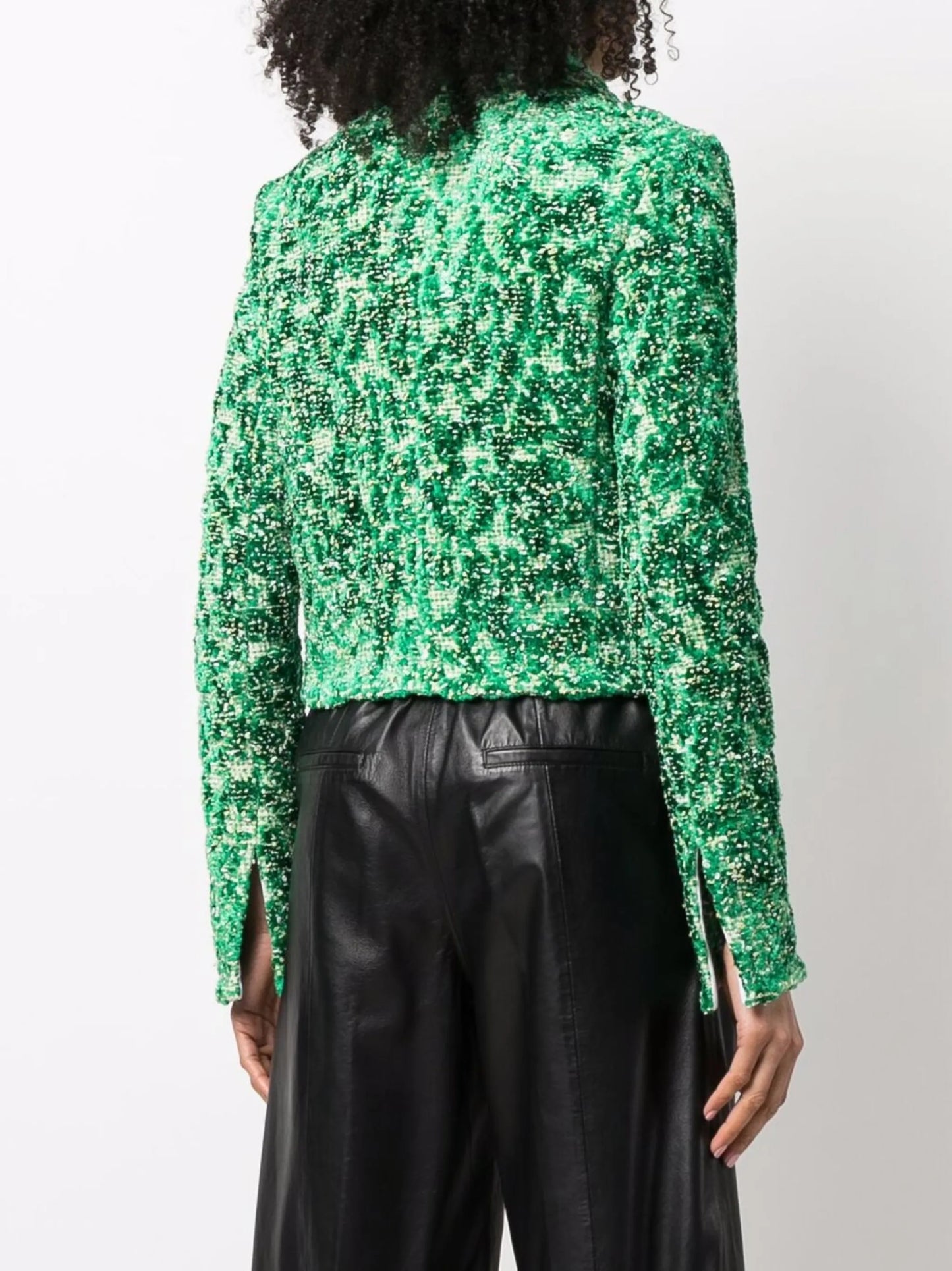 Chenille-bouclé button-fastening jacket