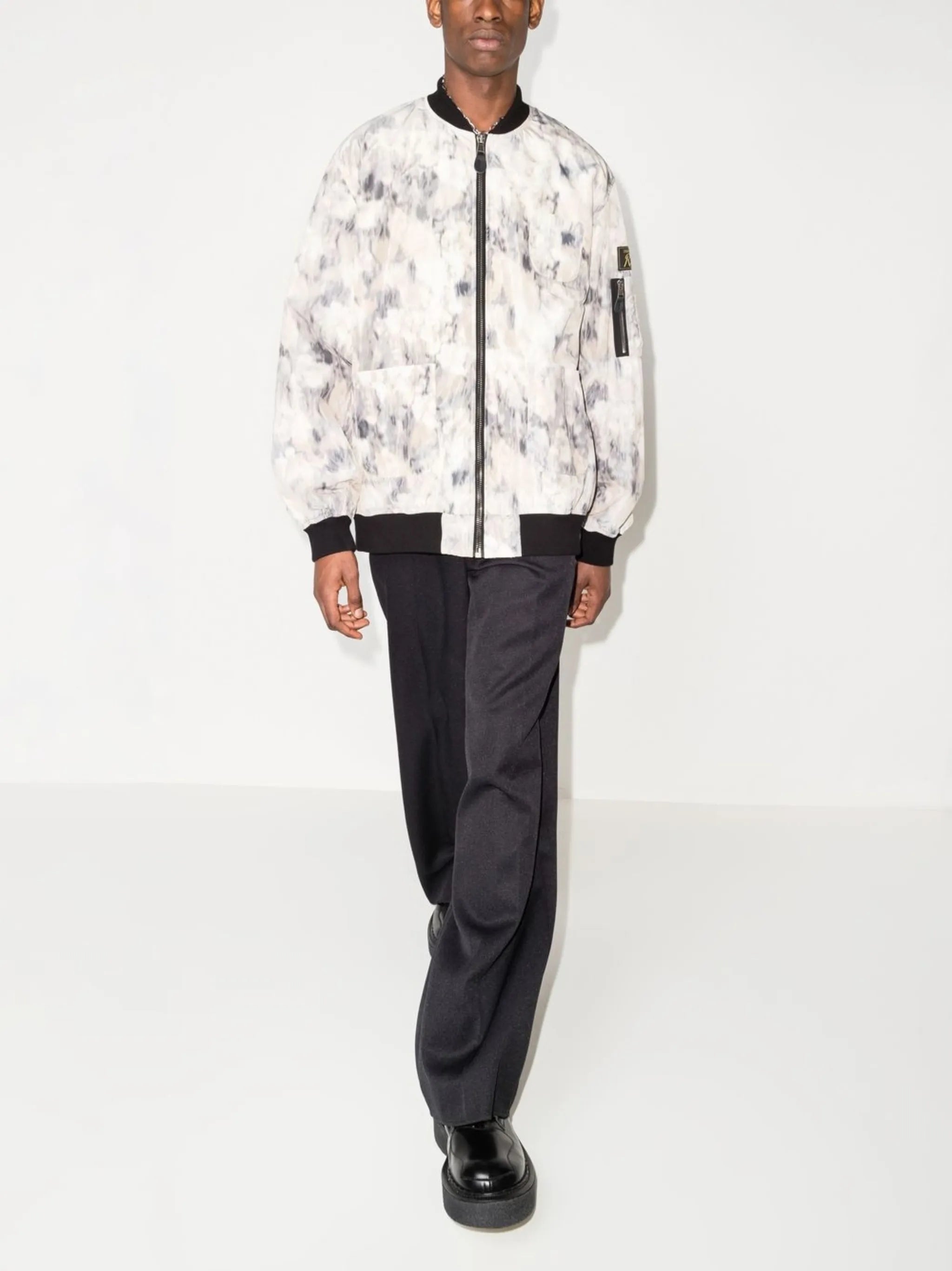 abstract-pattern bomber jacket