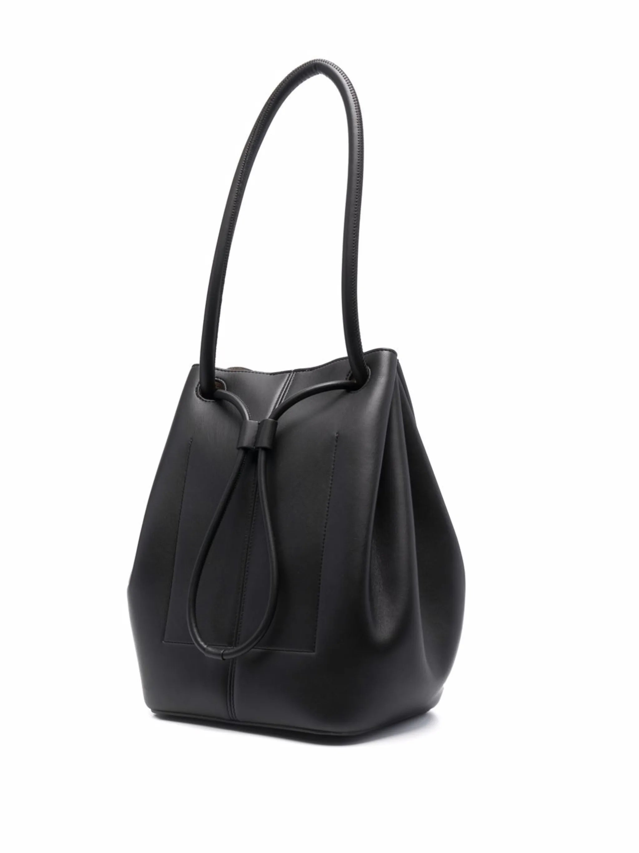 Elongated knot-detail bucket bag