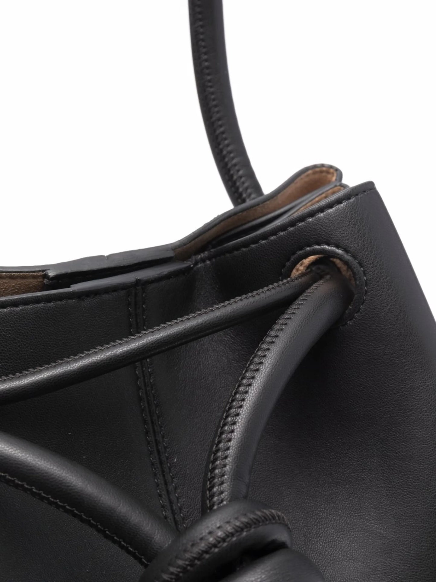 Elongated knot-detail bucket bag