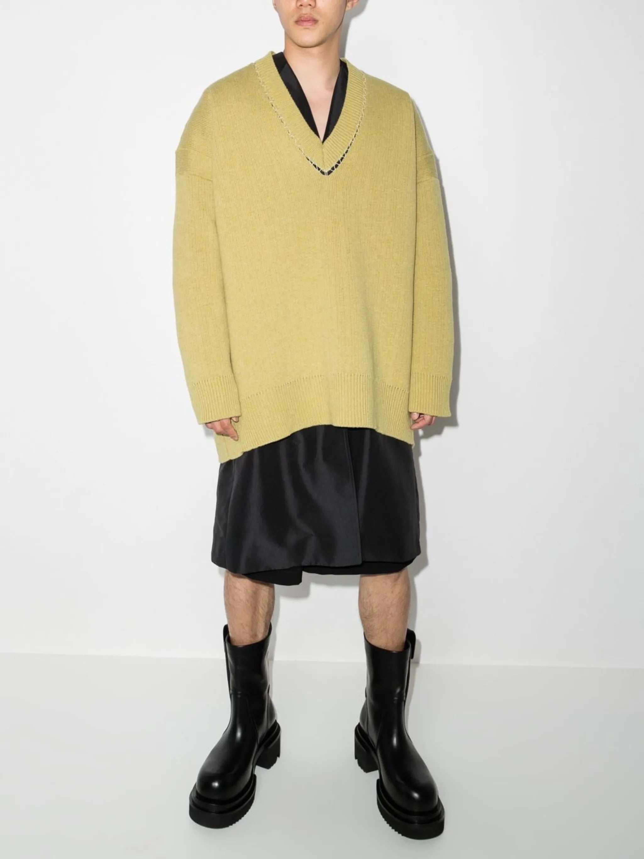 deconstructed V-neck jumper