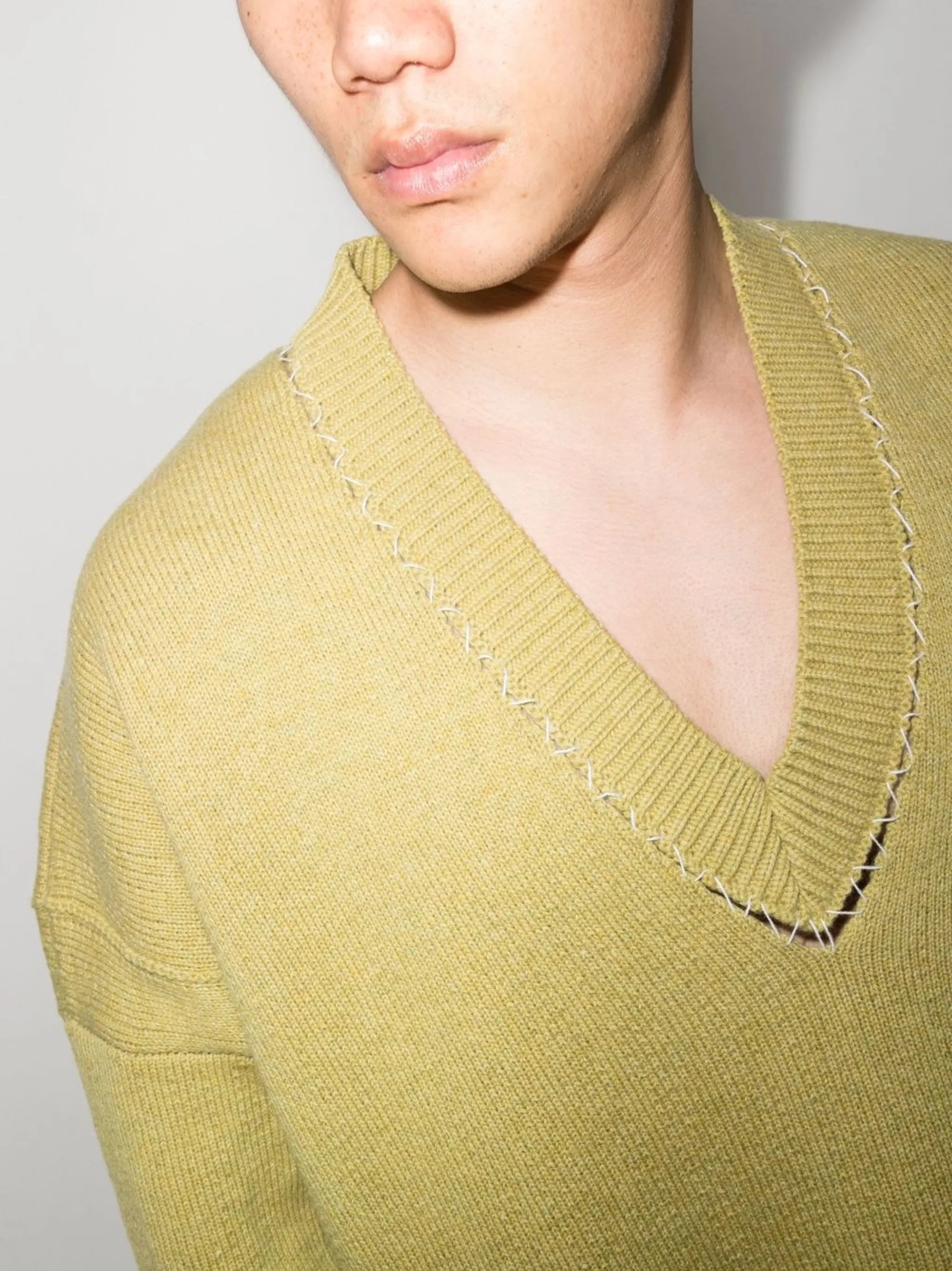 deconstructed V-neck jumper