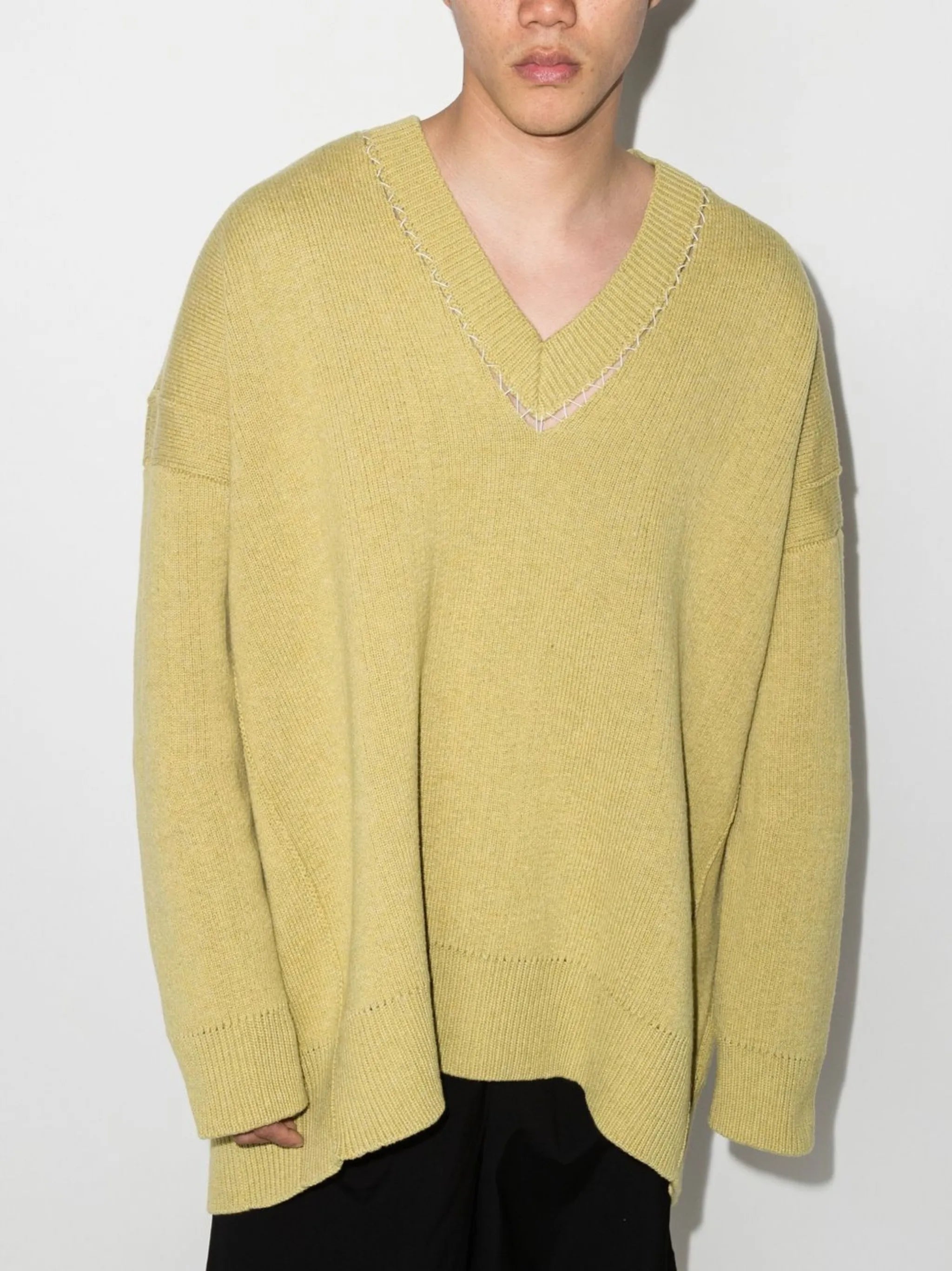 deconstructed V-neck jumper