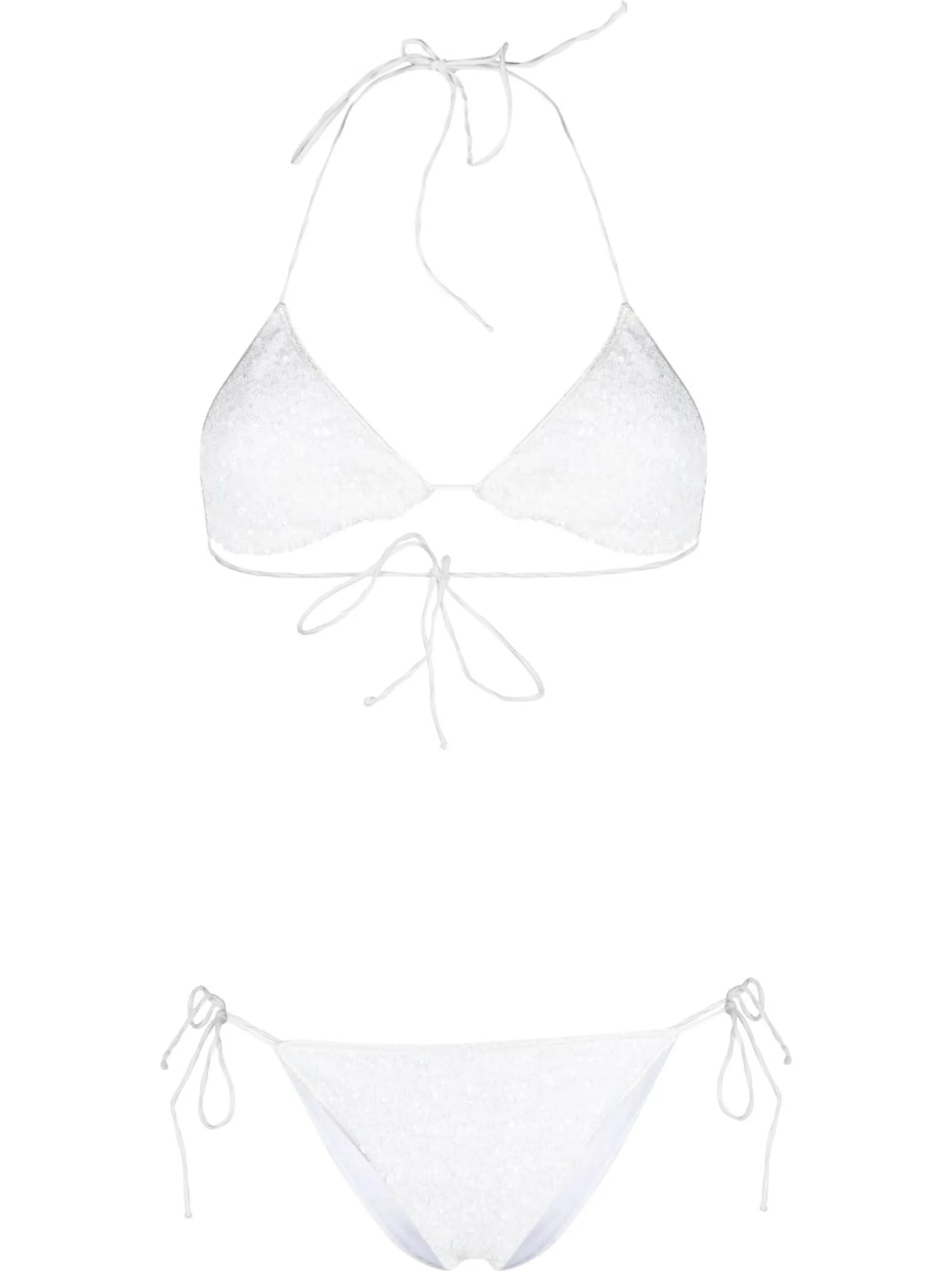 sequinned halter neck bikini set