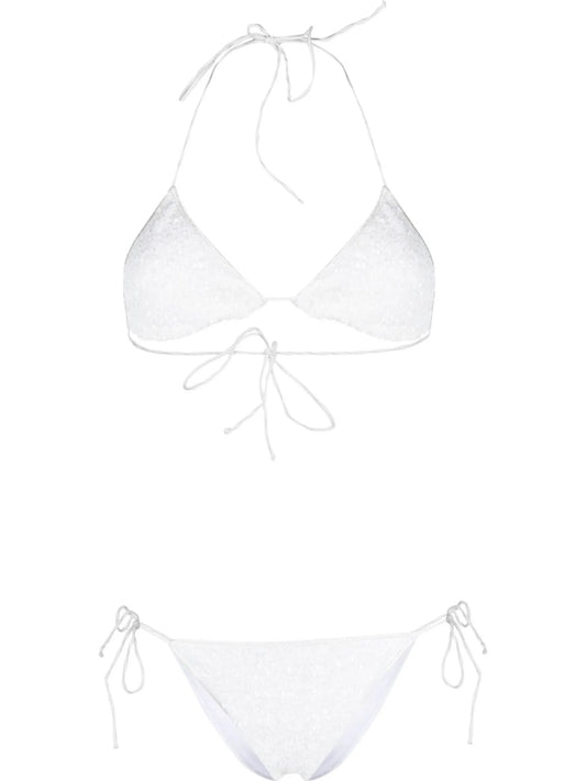 sequinned halter neck bikini set