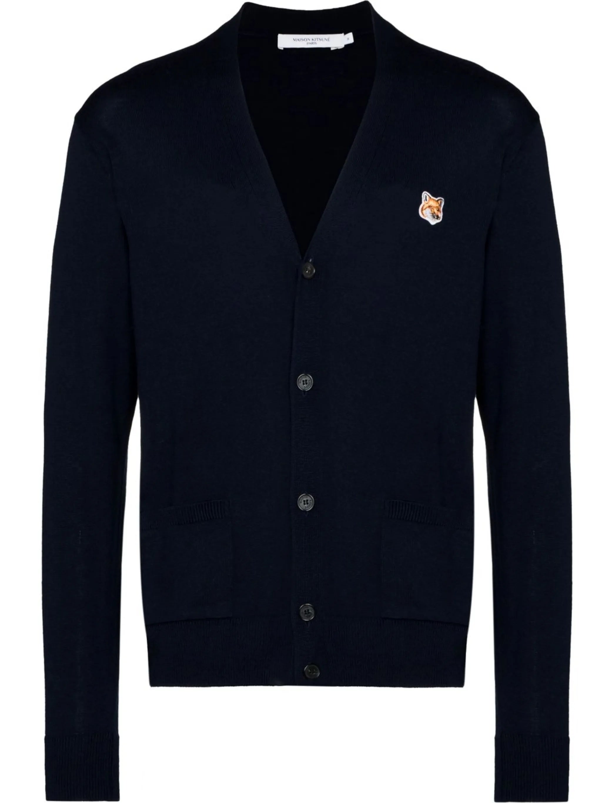 Fox-patch V-neck cardigan