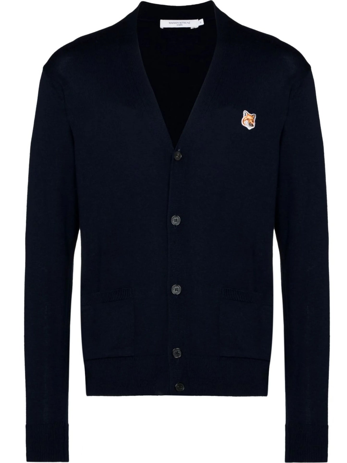 Fox-patch V-neck cardigan