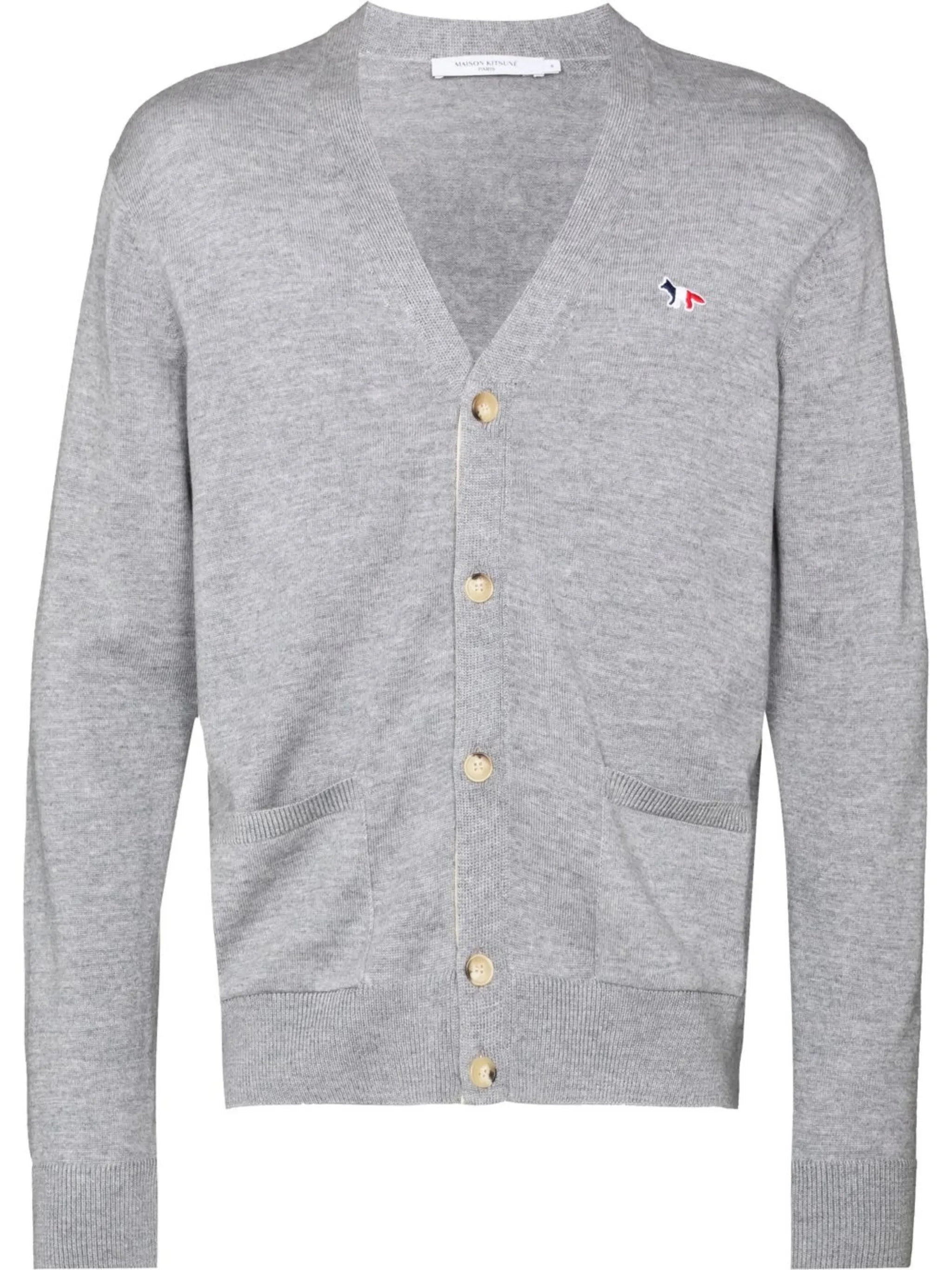 embroidered-motif button-fastening cardigan
