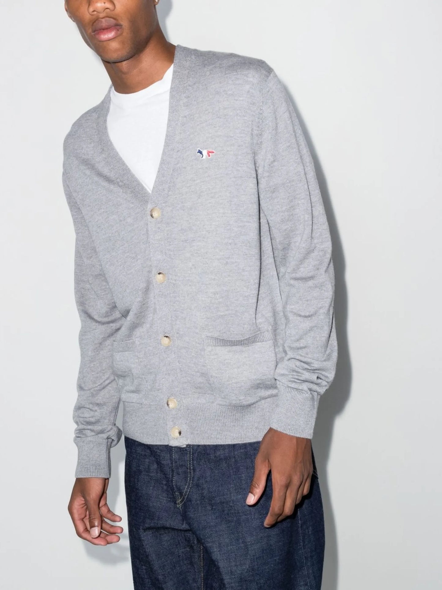 embroidered-motif button-fastening cardigan