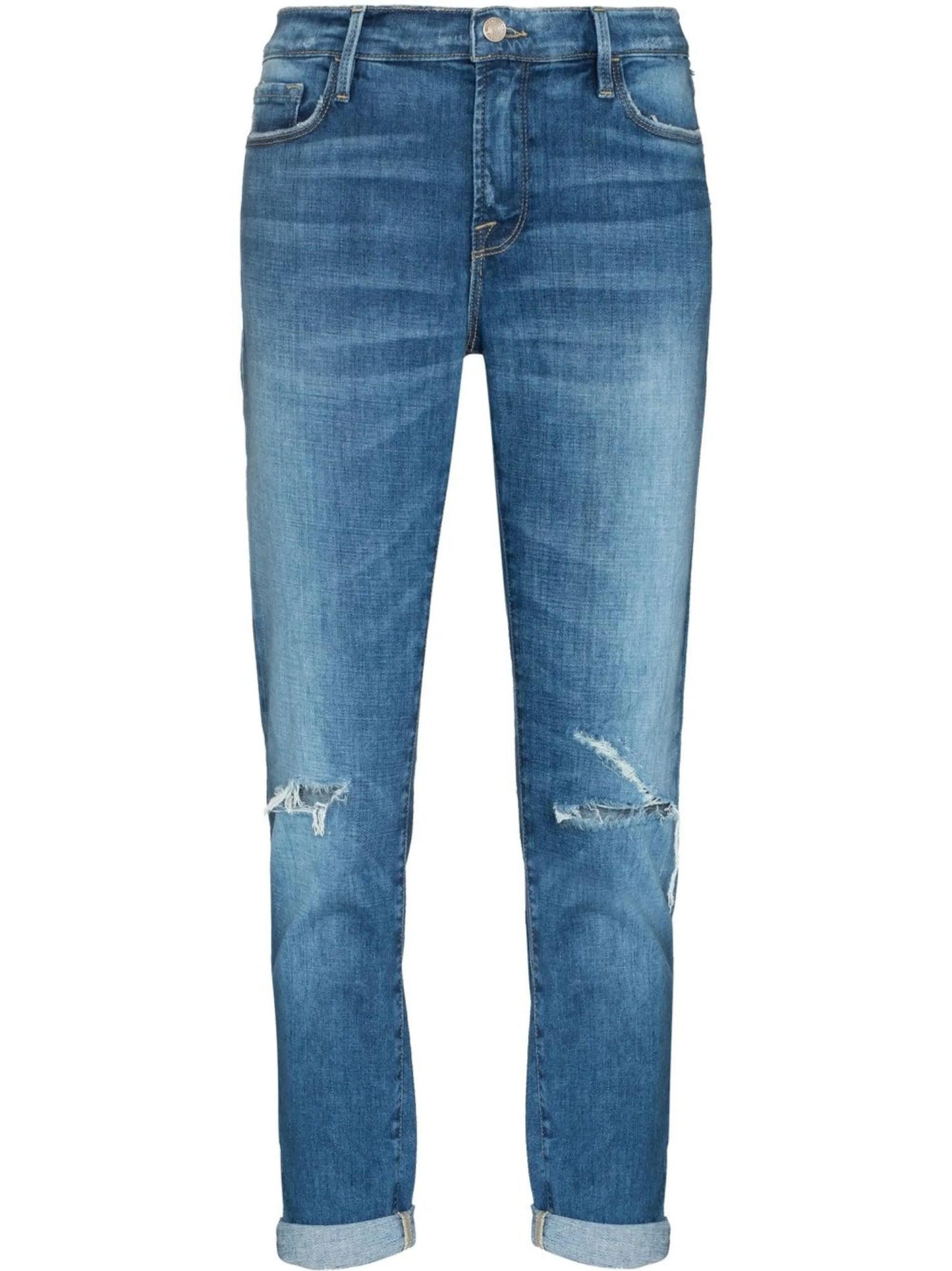 ripped-finish cropped jeans