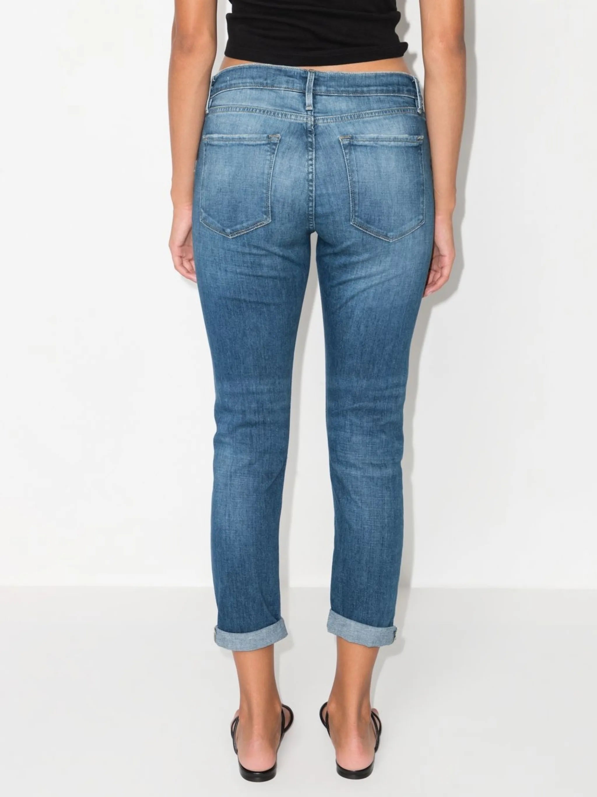 ripped-finish cropped jeans