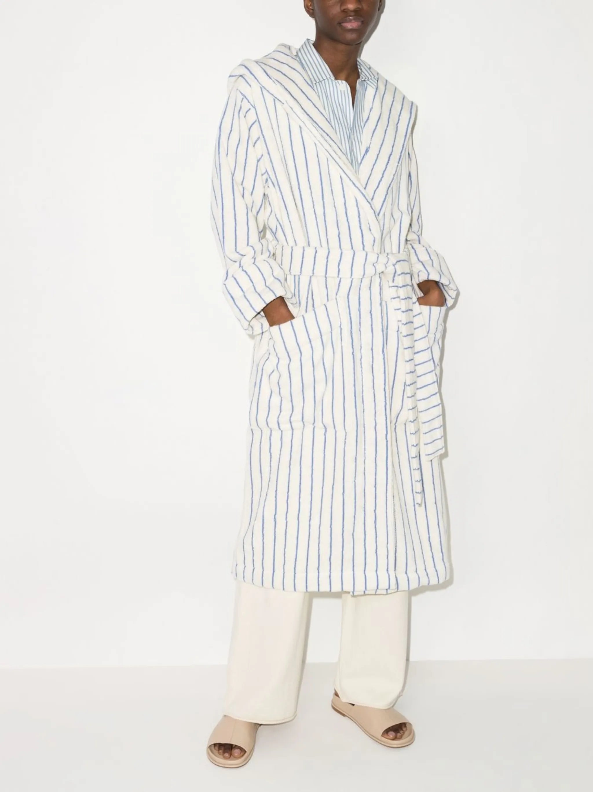 striped organic cotton robe