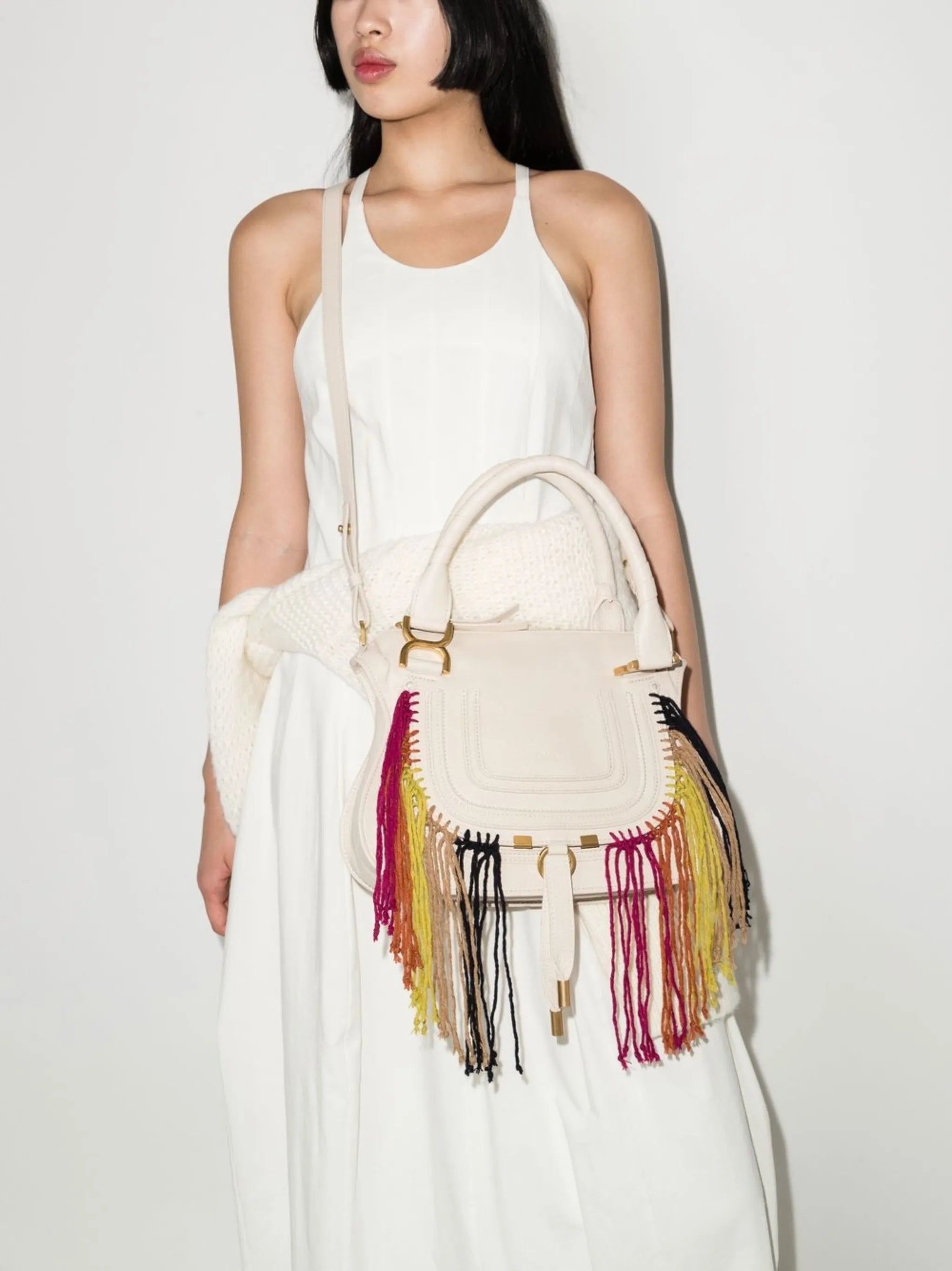 Marcie fringed tote bag