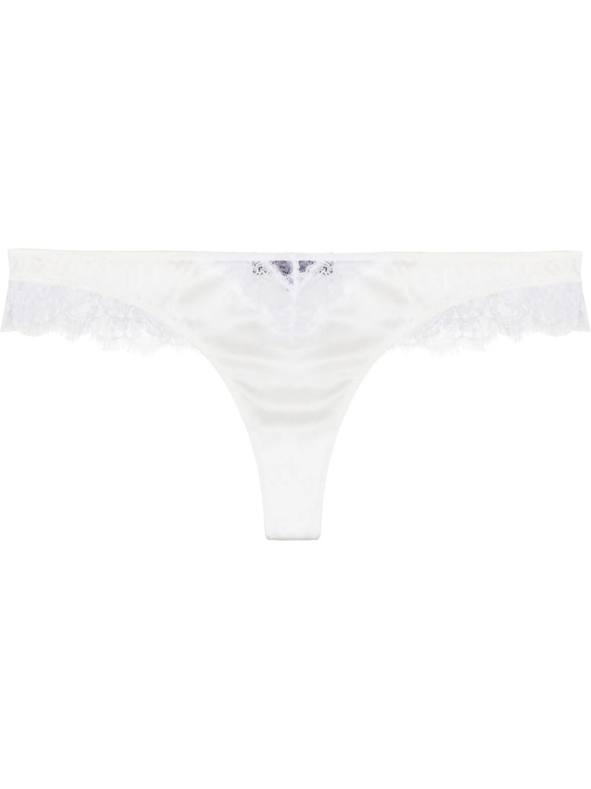 Lace Inset silk charmeuse thong