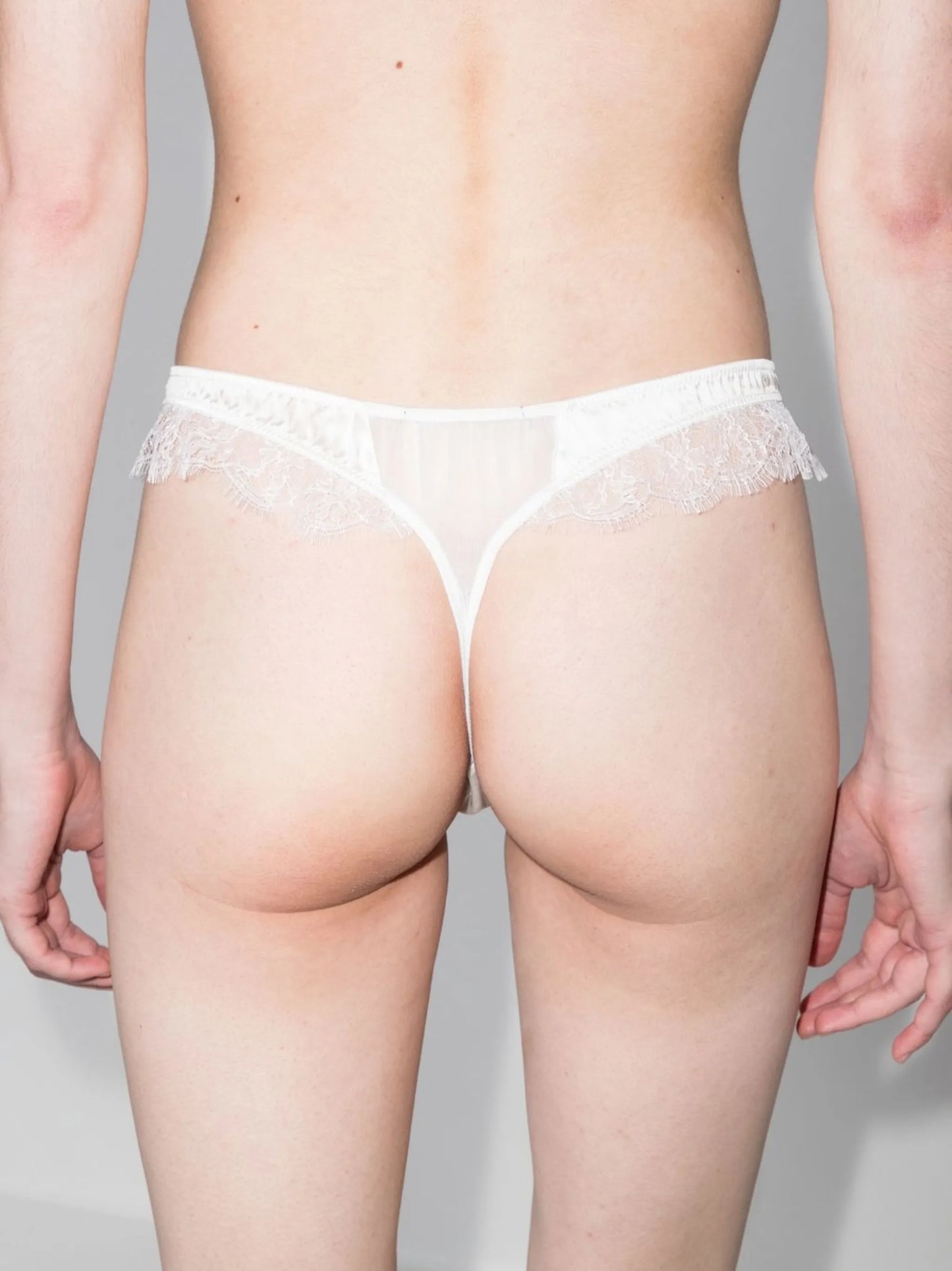 Lace Inset silk charmeuse thong