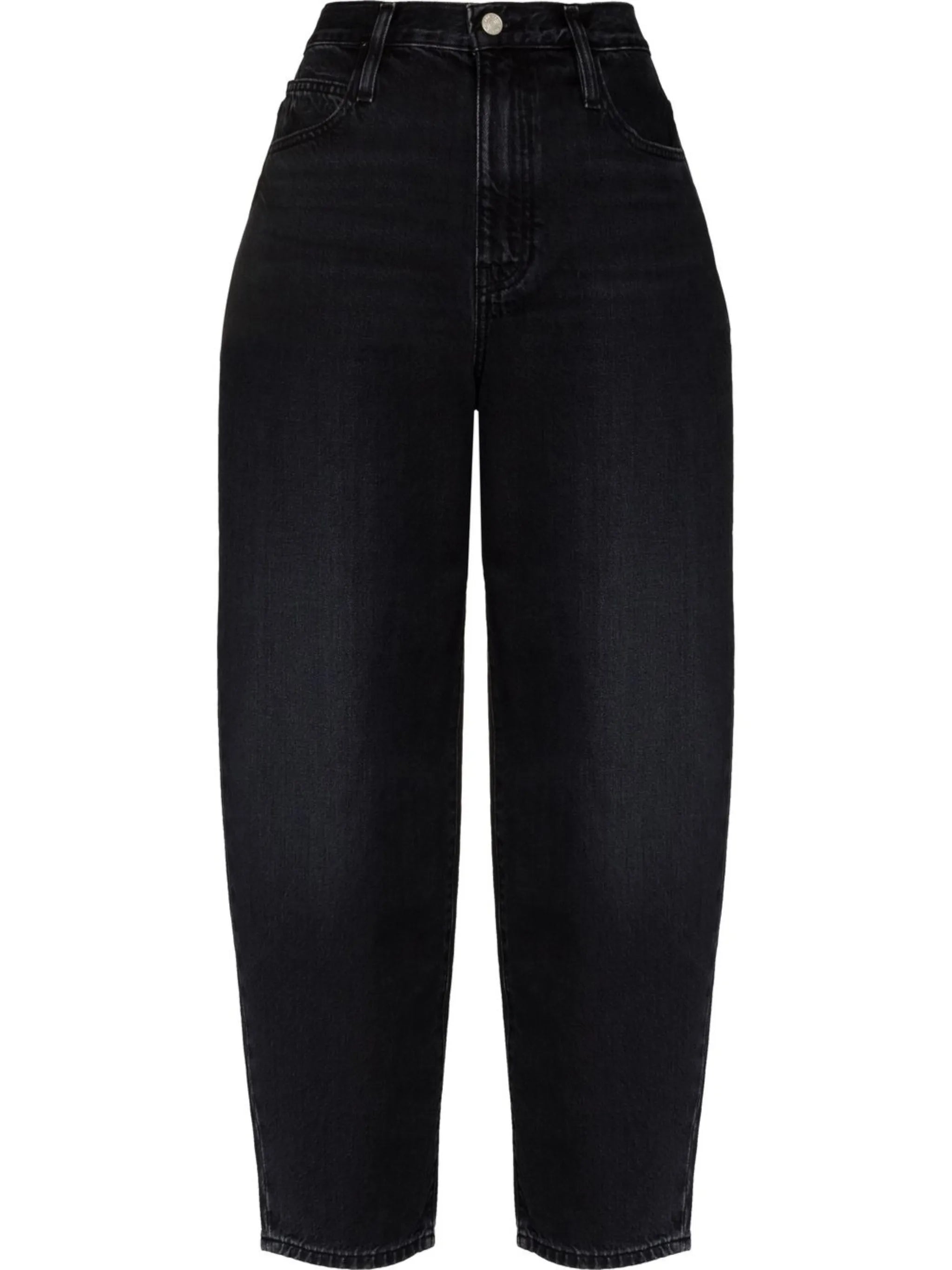 high-waisted straight-leg jeans