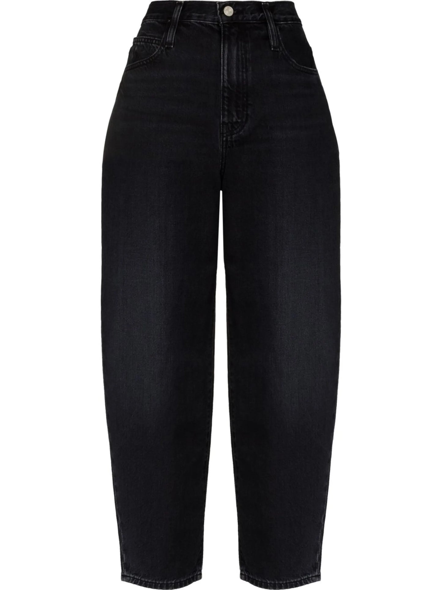 high-waisted straight-leg jeans