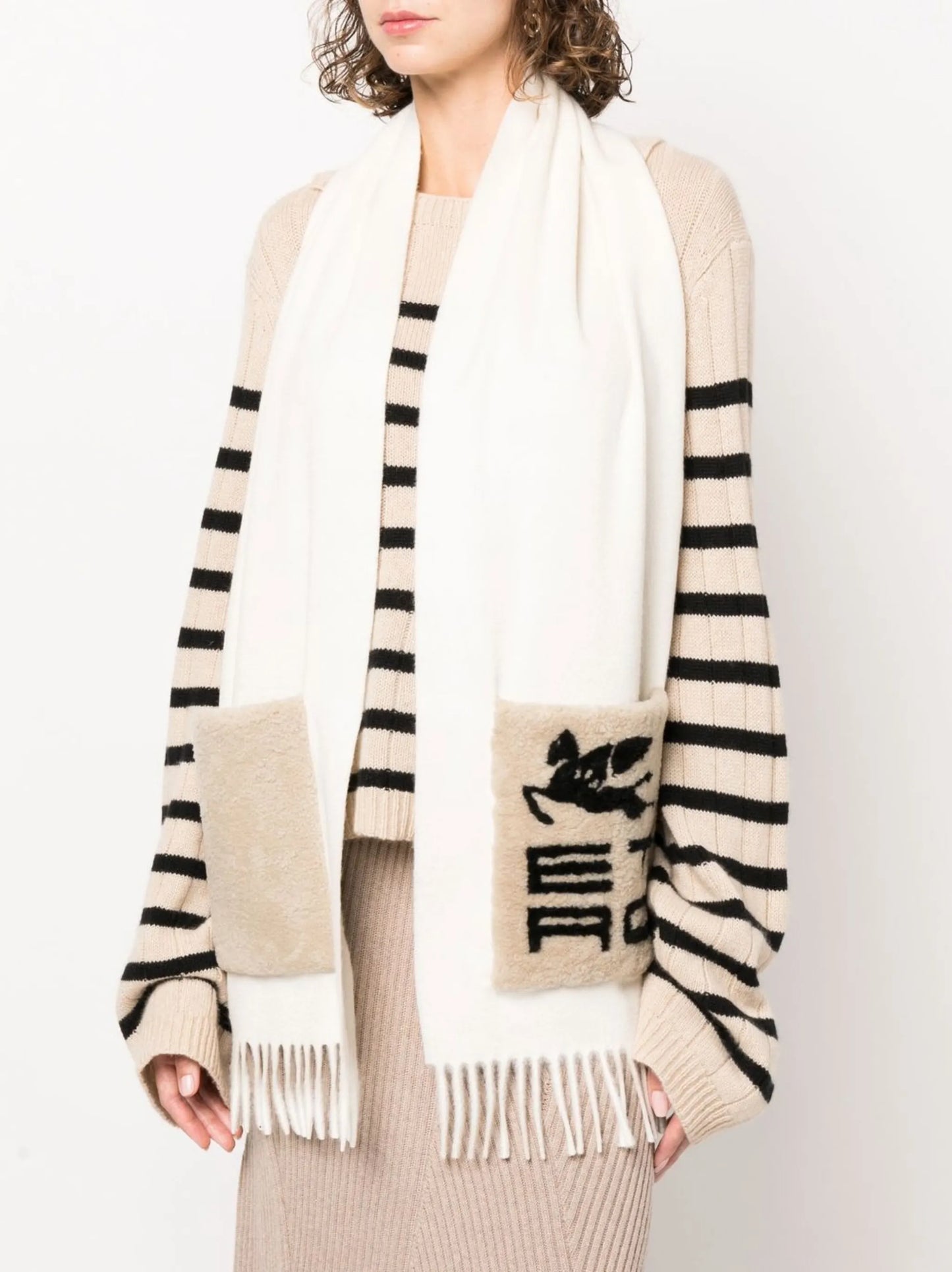 logo-patch cashmere scarf