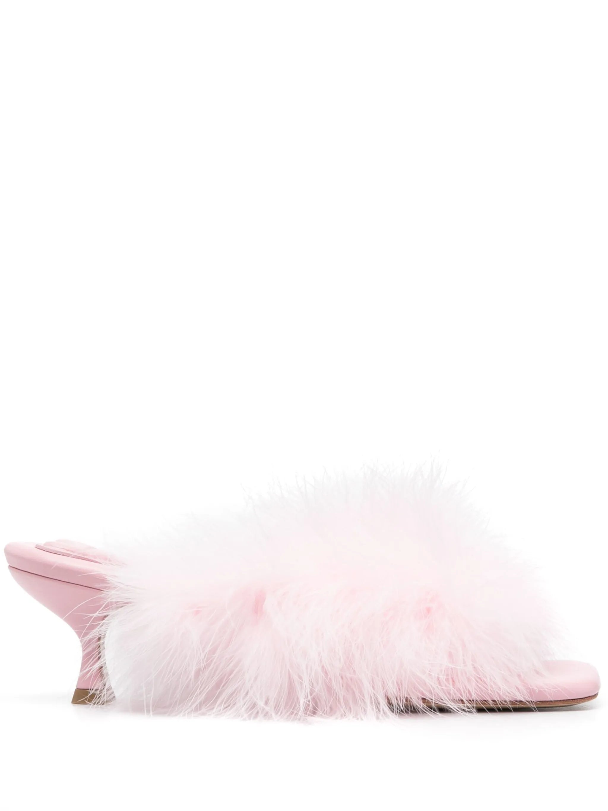 feather-detailed kitten heel sandals