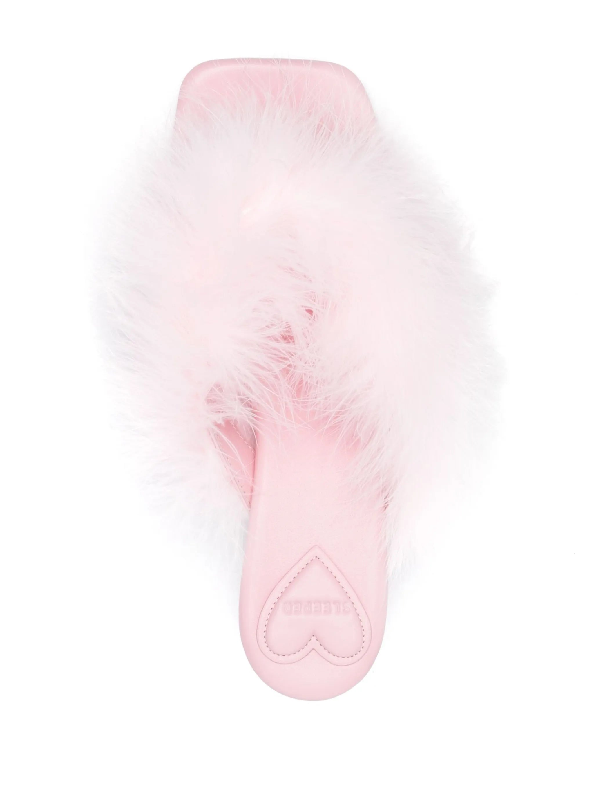 feather-detailed kitten heel sandals