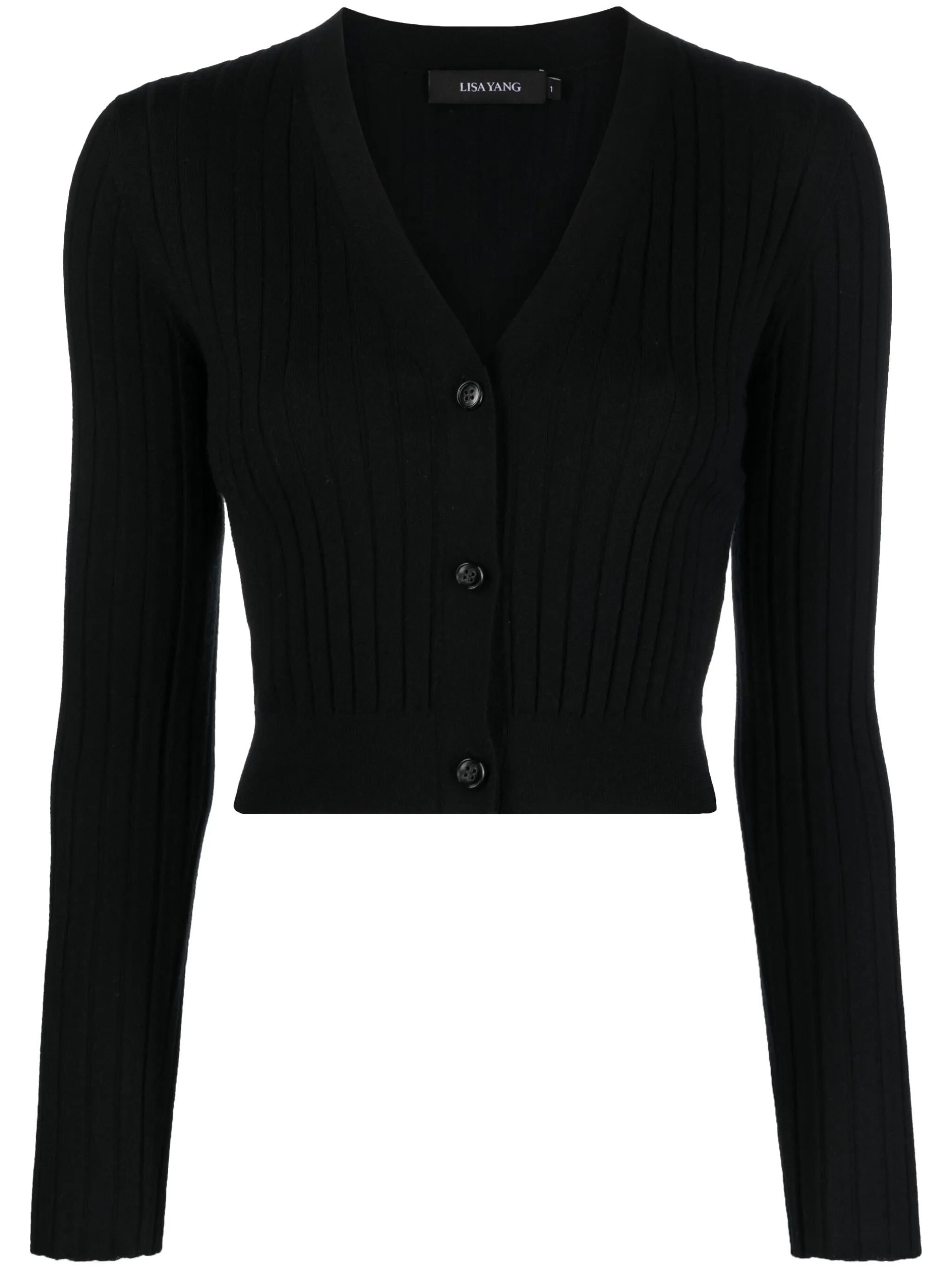 ribbed knit V-neck cardigan