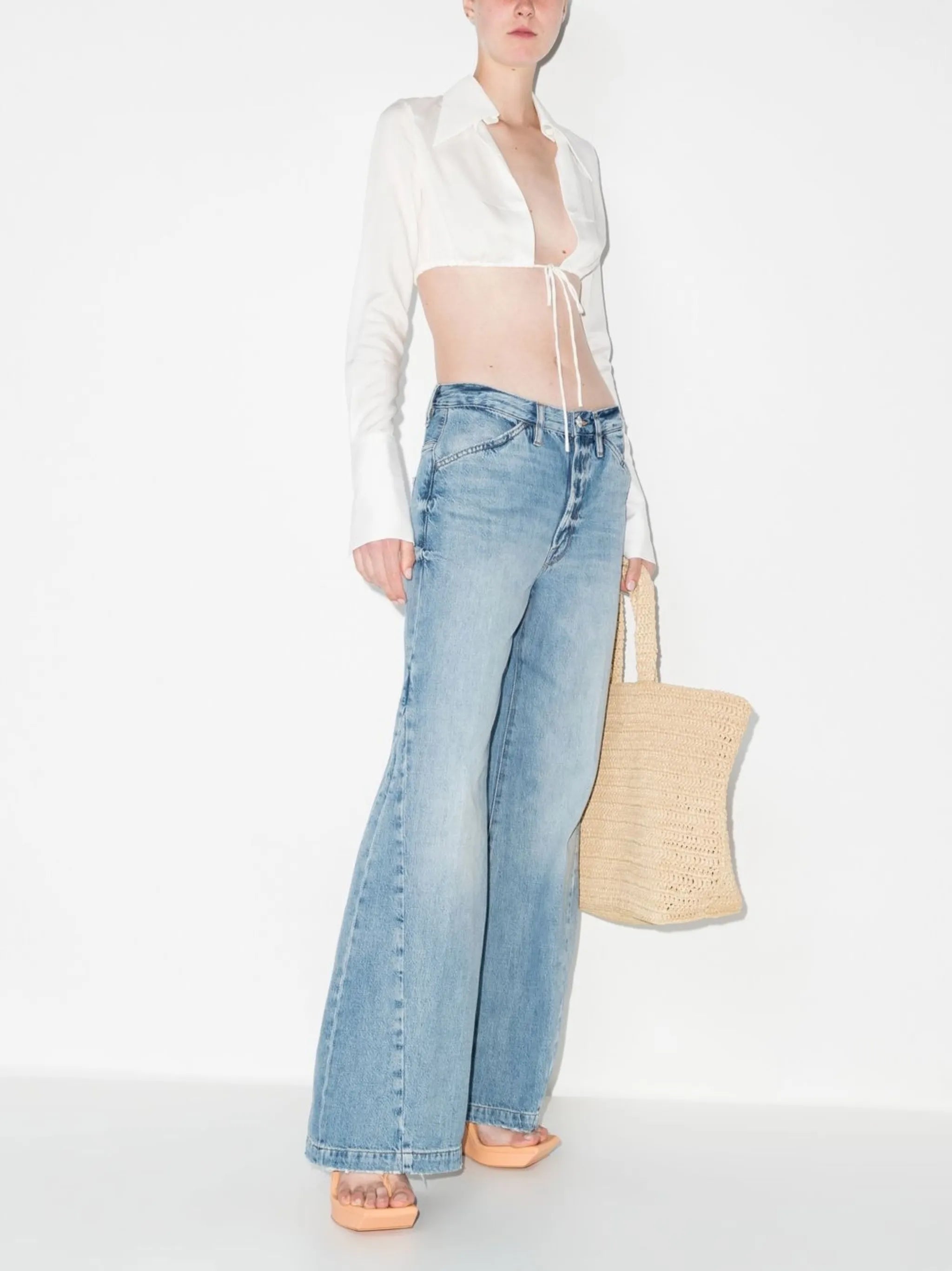 wide-leg denim jeans
