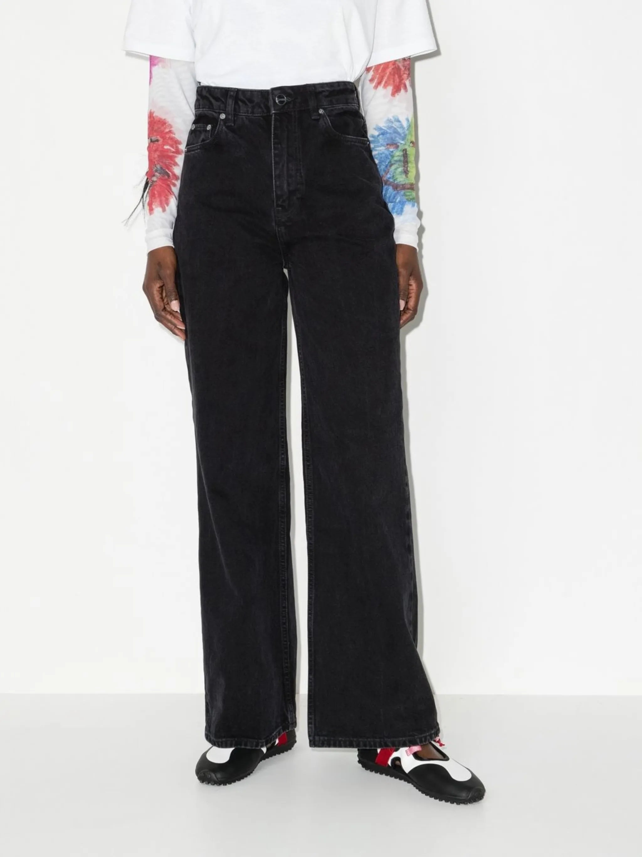 wide-leg organic-cotton jeans