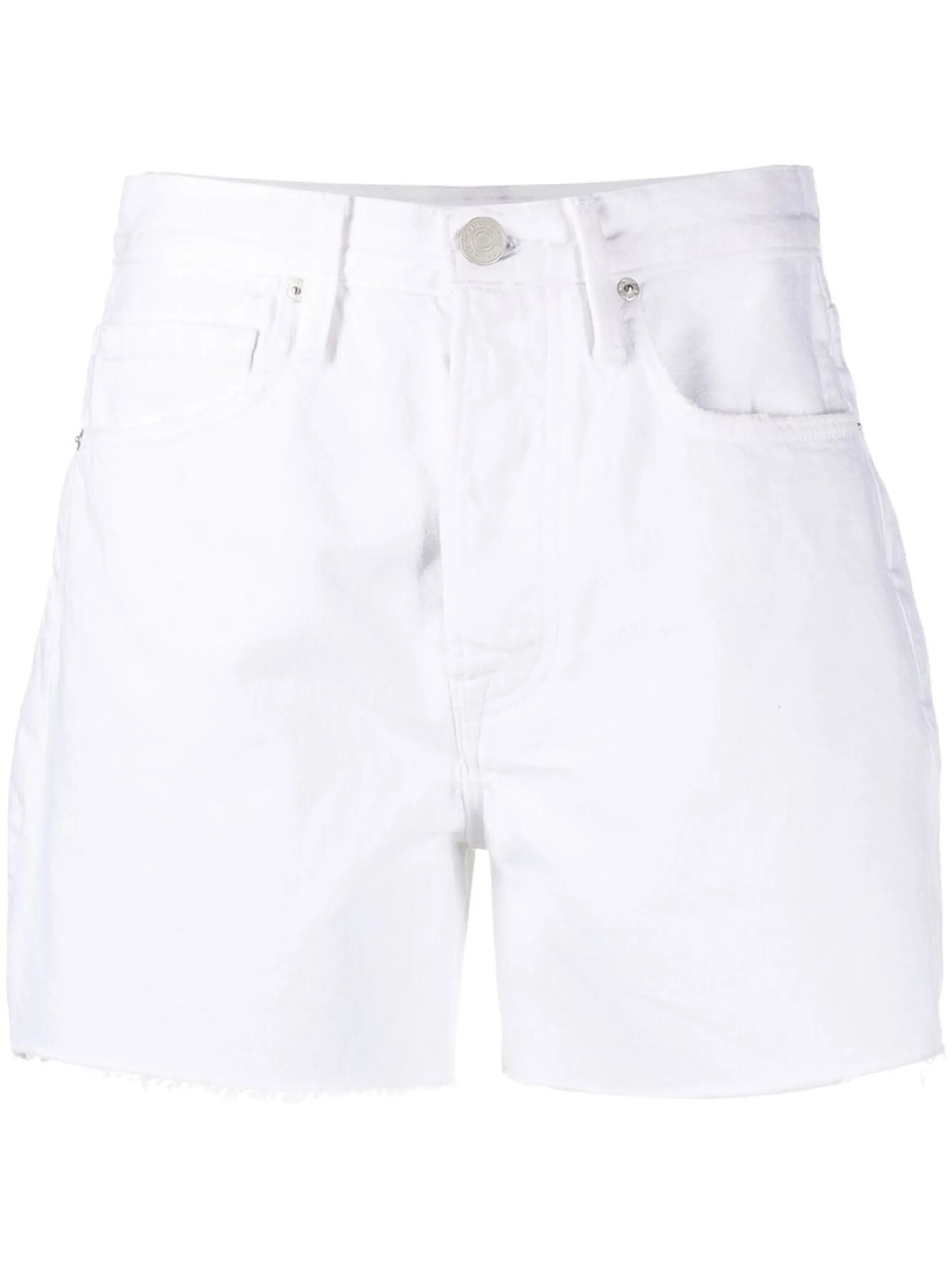 high-rise flared denim shorts