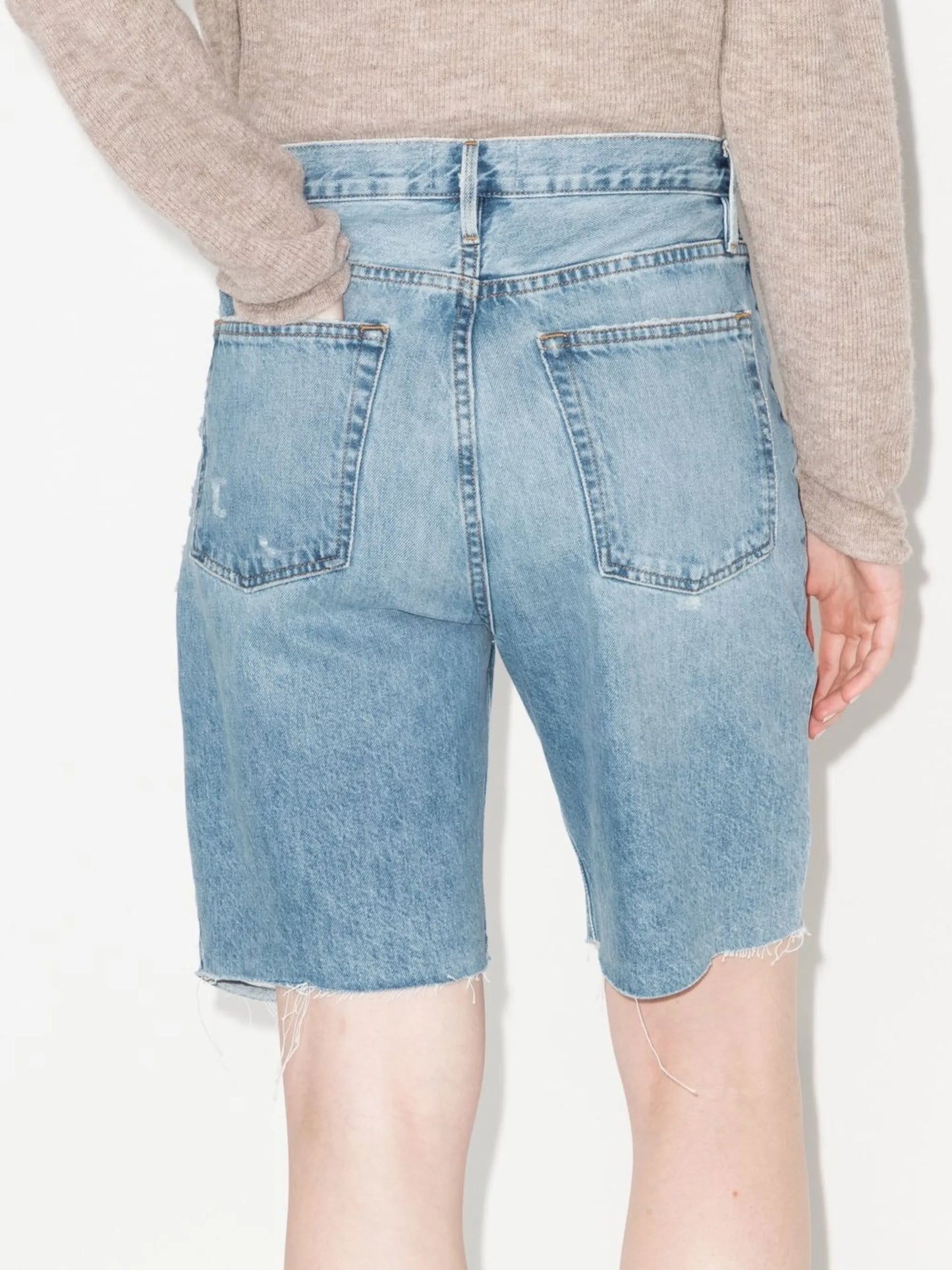 high-waisted denim Bermuda shorts