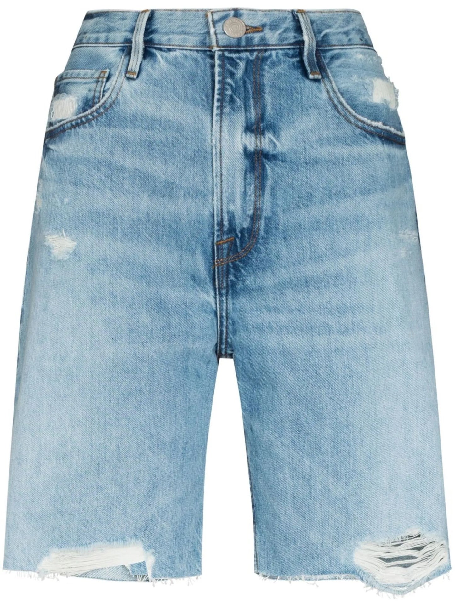 high-waisted denim Bermuda shorts