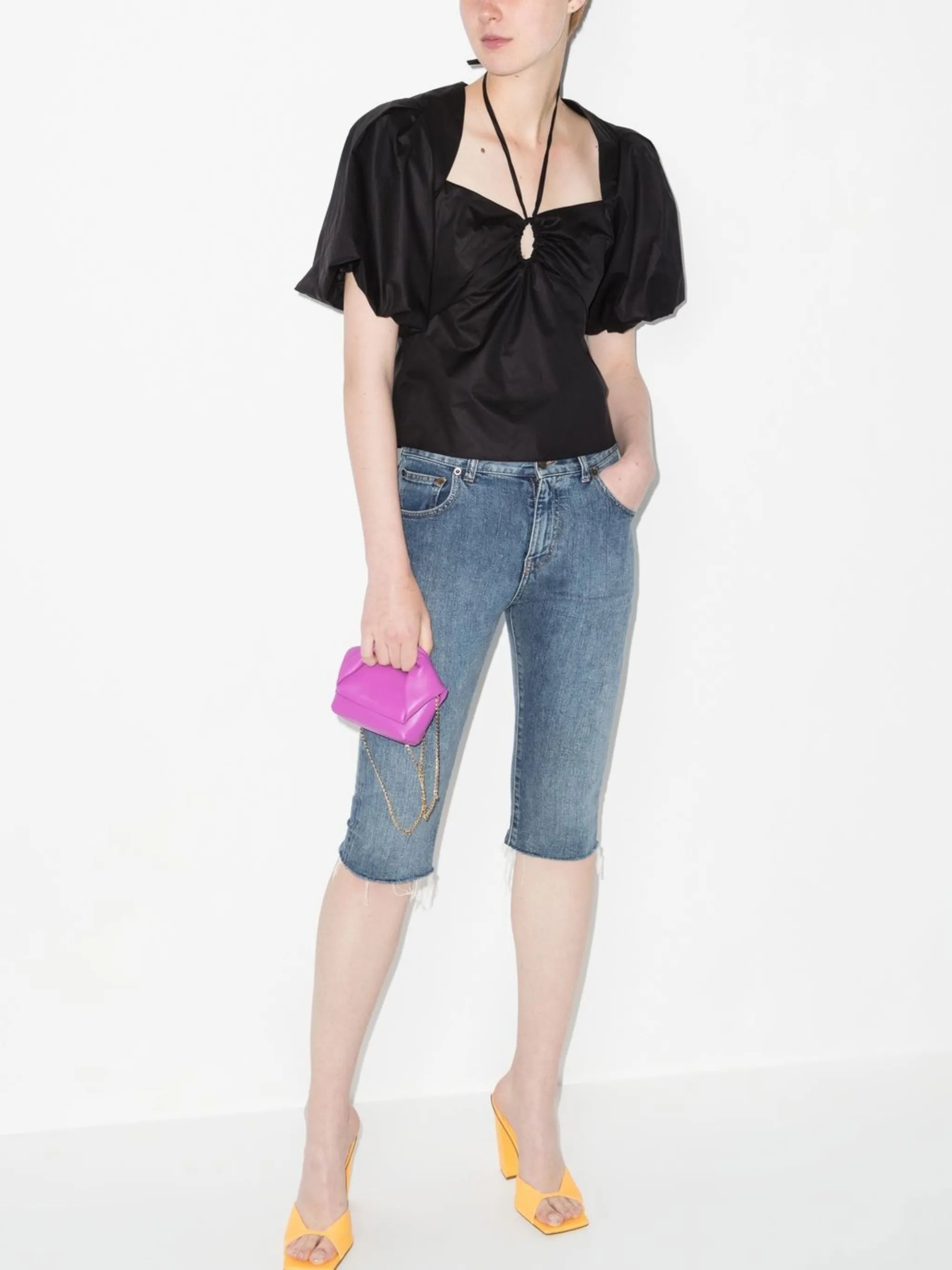 puff-sleeve blouse