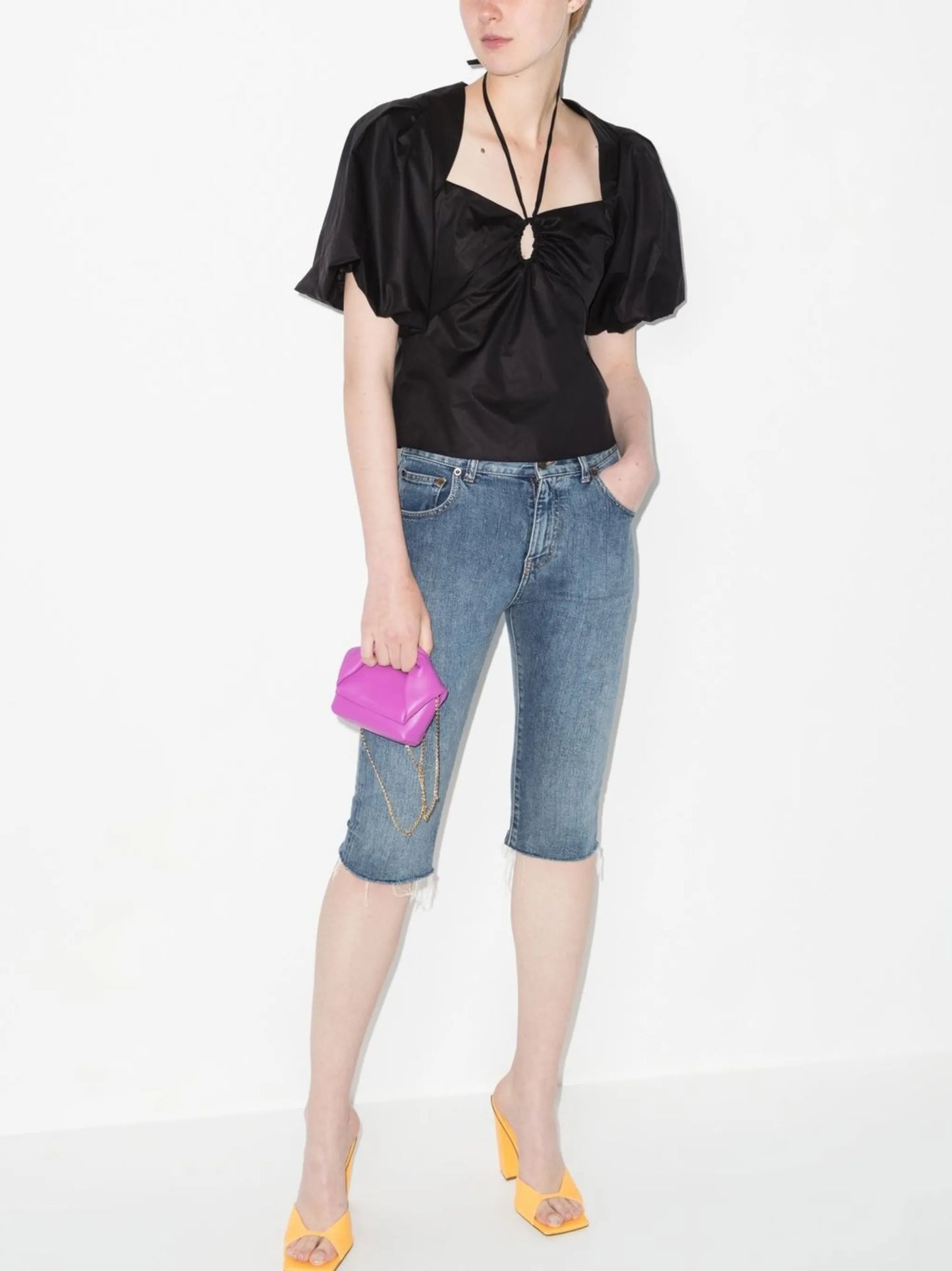 puff-sleeve blouse