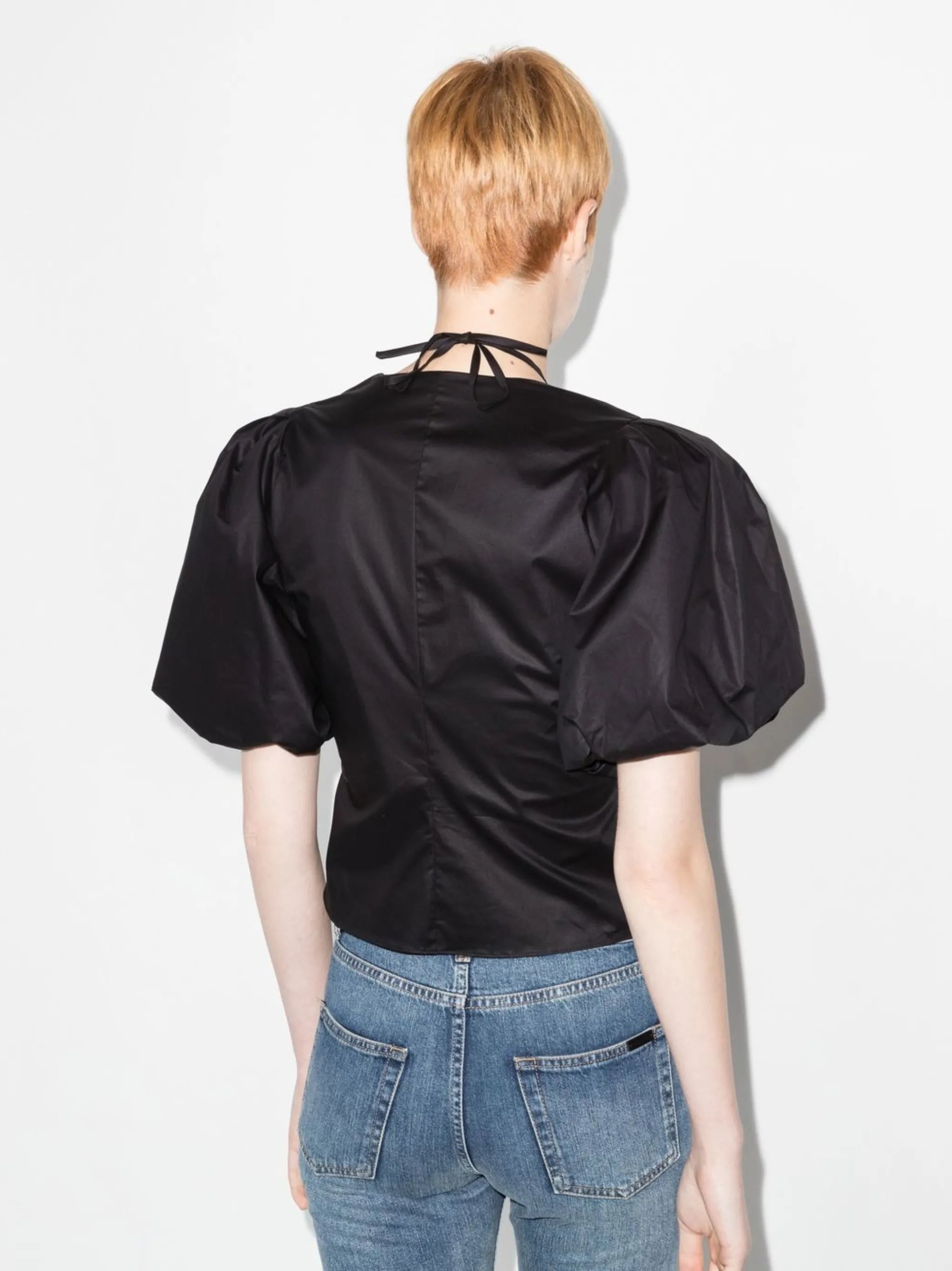 puff-sleeve blouse