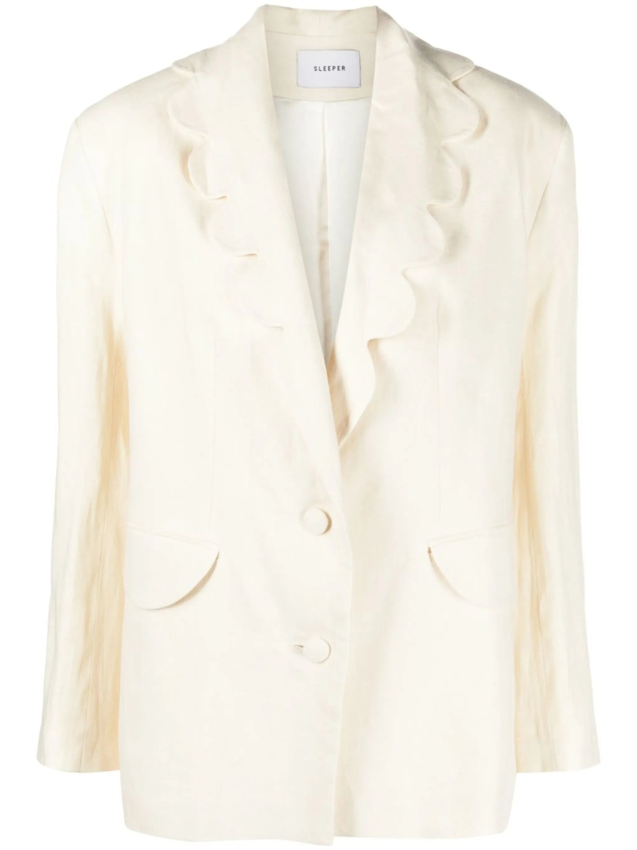 scallop-collar single-breasted blazer