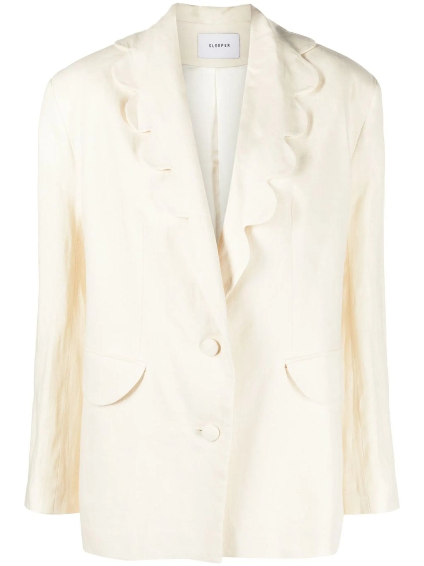 scallop-collar single-breasted blazer