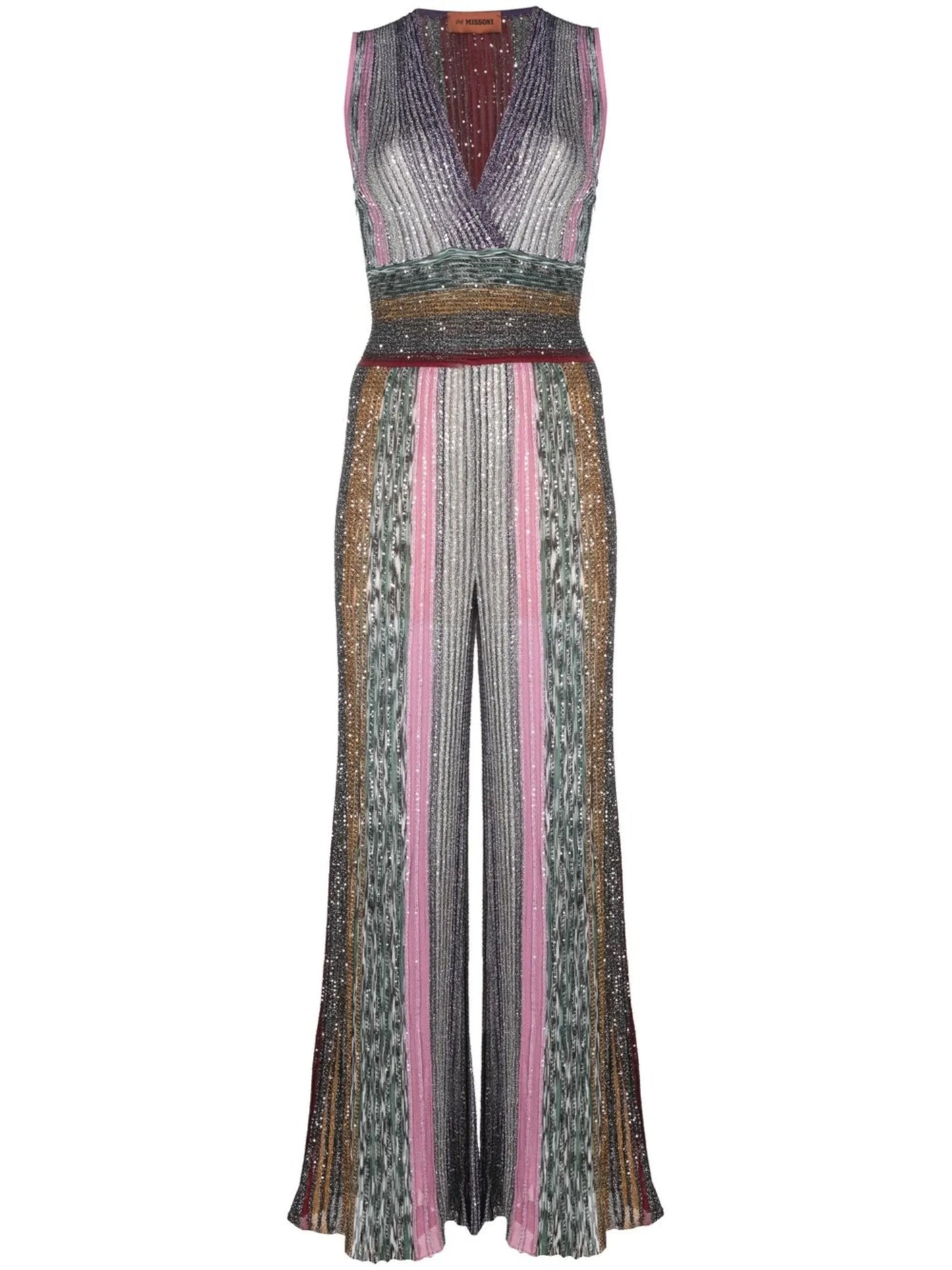 sequinned crochet-knit jumpsuit